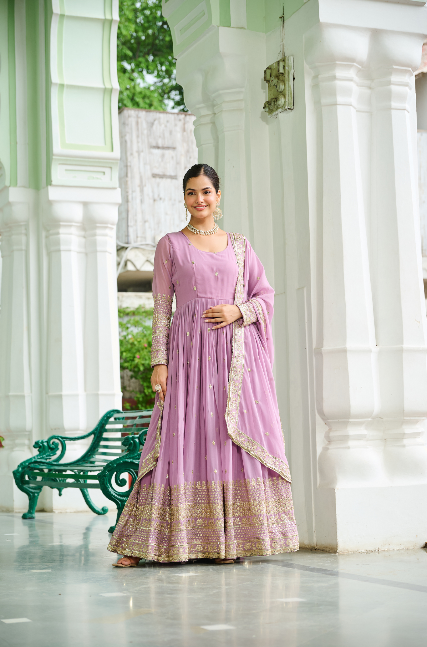 Women’s Designer Georgette Anarkali Gown with Dupatta