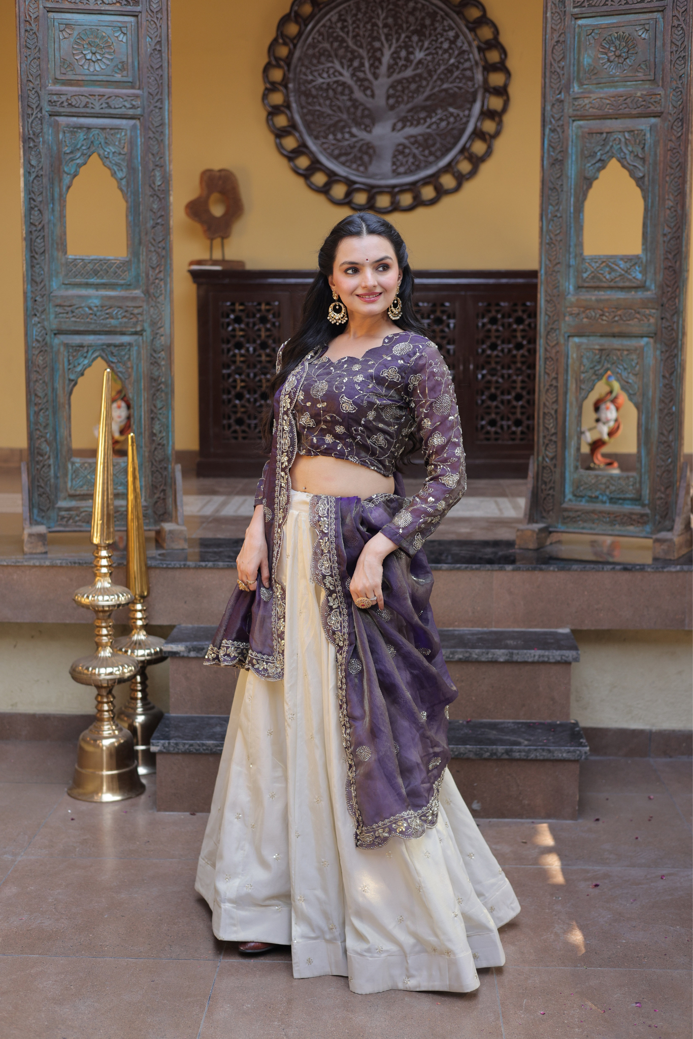 Women Embroidered Lehenga Choli Set with Dupatta
