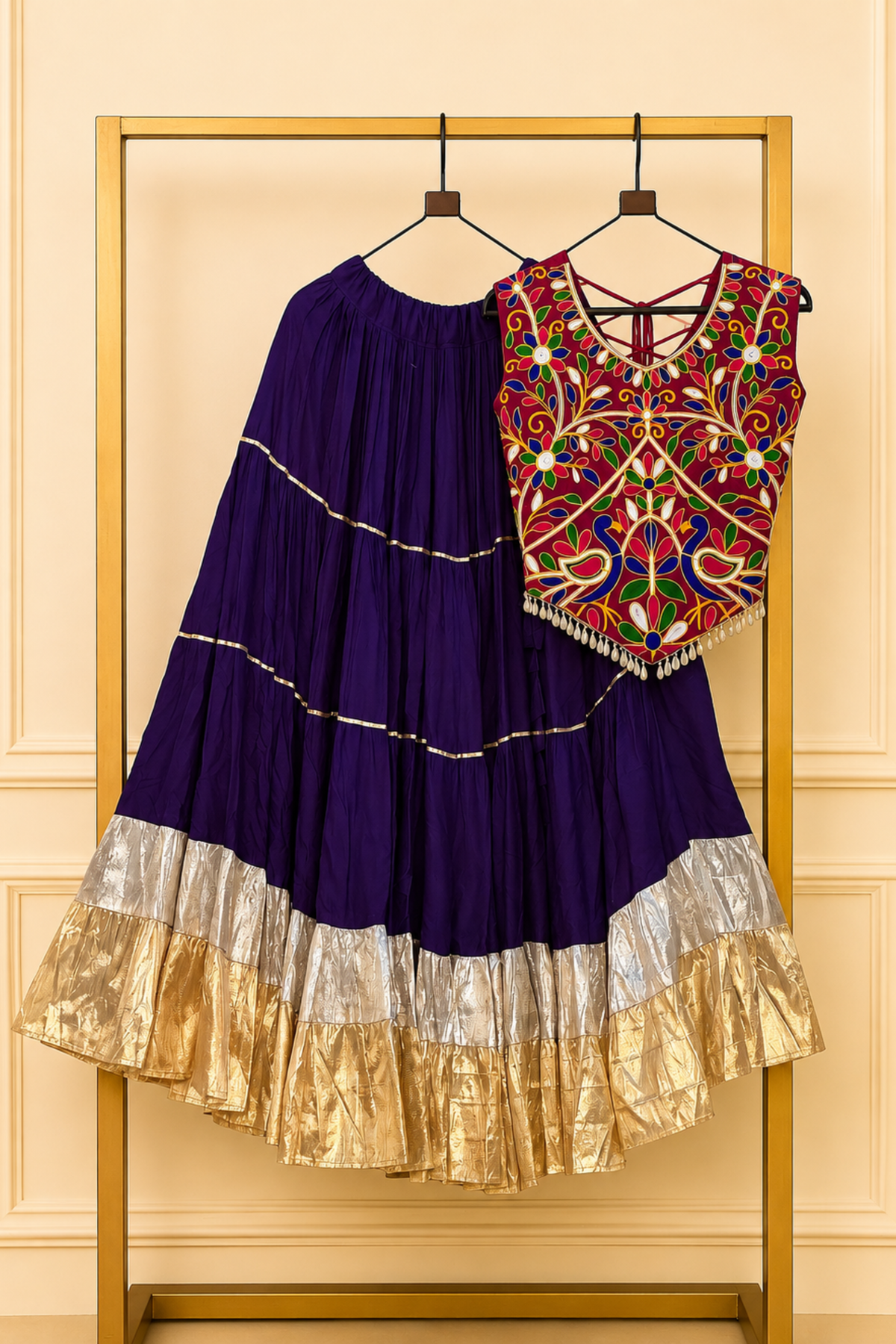 Designer Navratri Lehenga Choli with Embroidered Blouse
