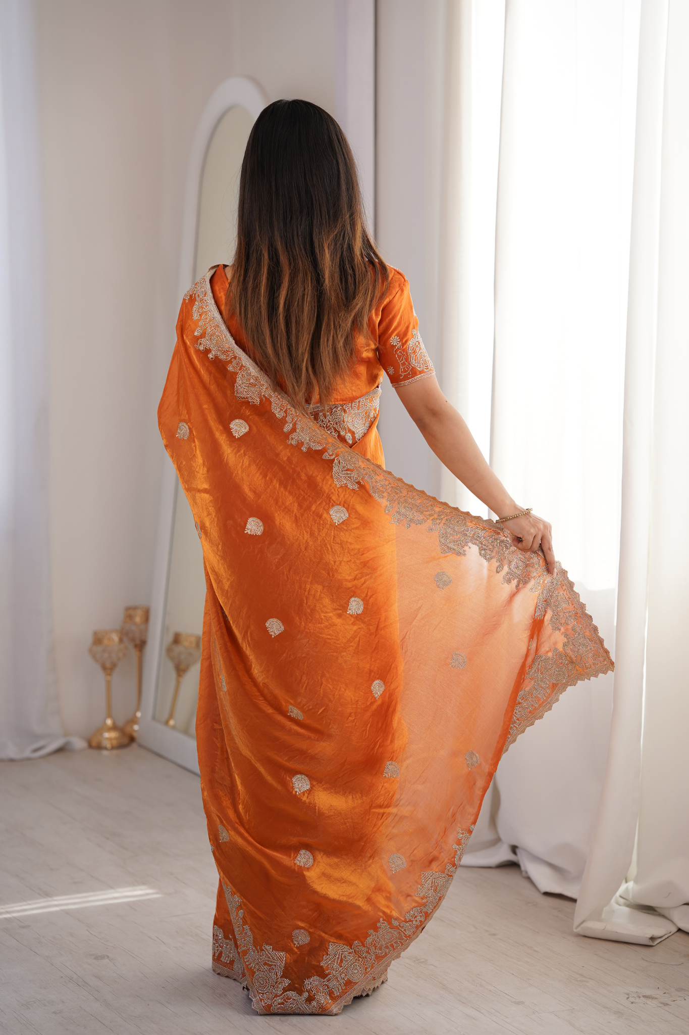 Women Designer Organza Saree with Heavy Embroidered Border