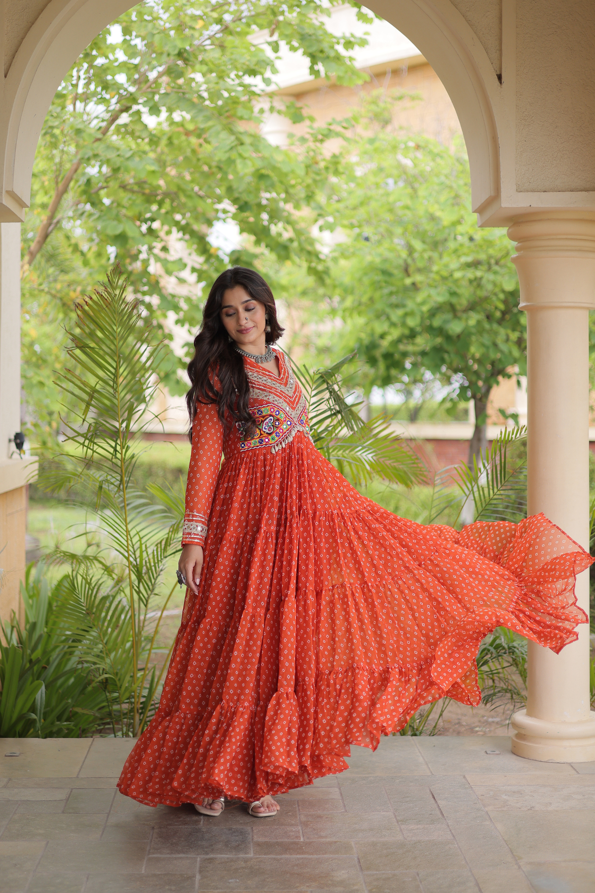 Women’s Designer Anarkali Gown with Embroidered Yoke & Flared Silhouette | Festive Ethnic Wear