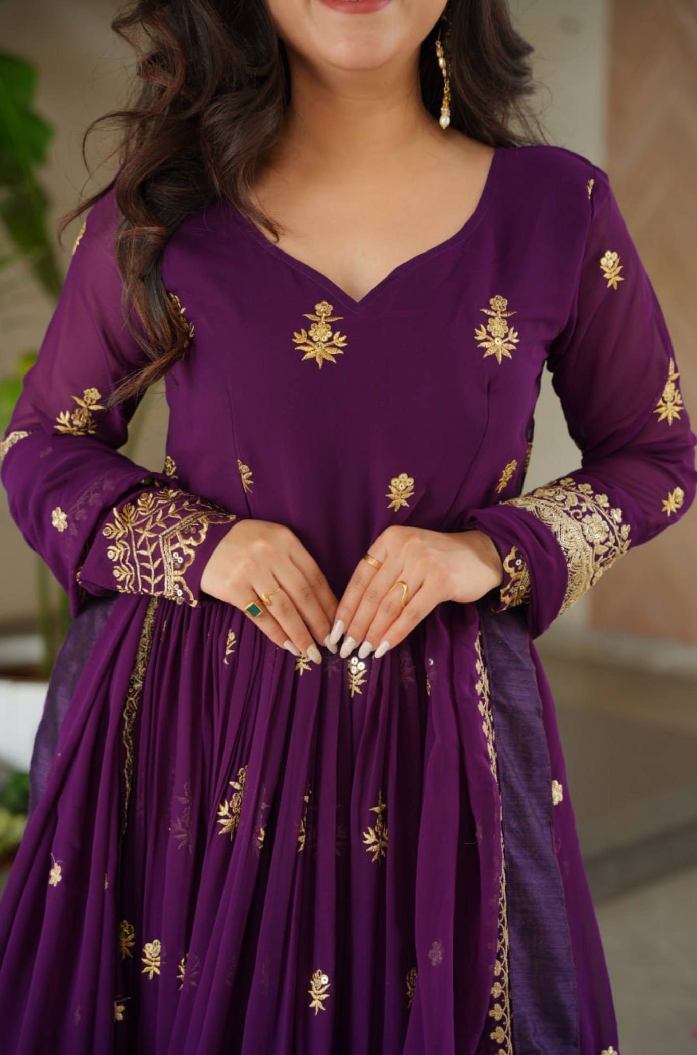 Women's Embroidered Anarkali Gown Set with Dupatta