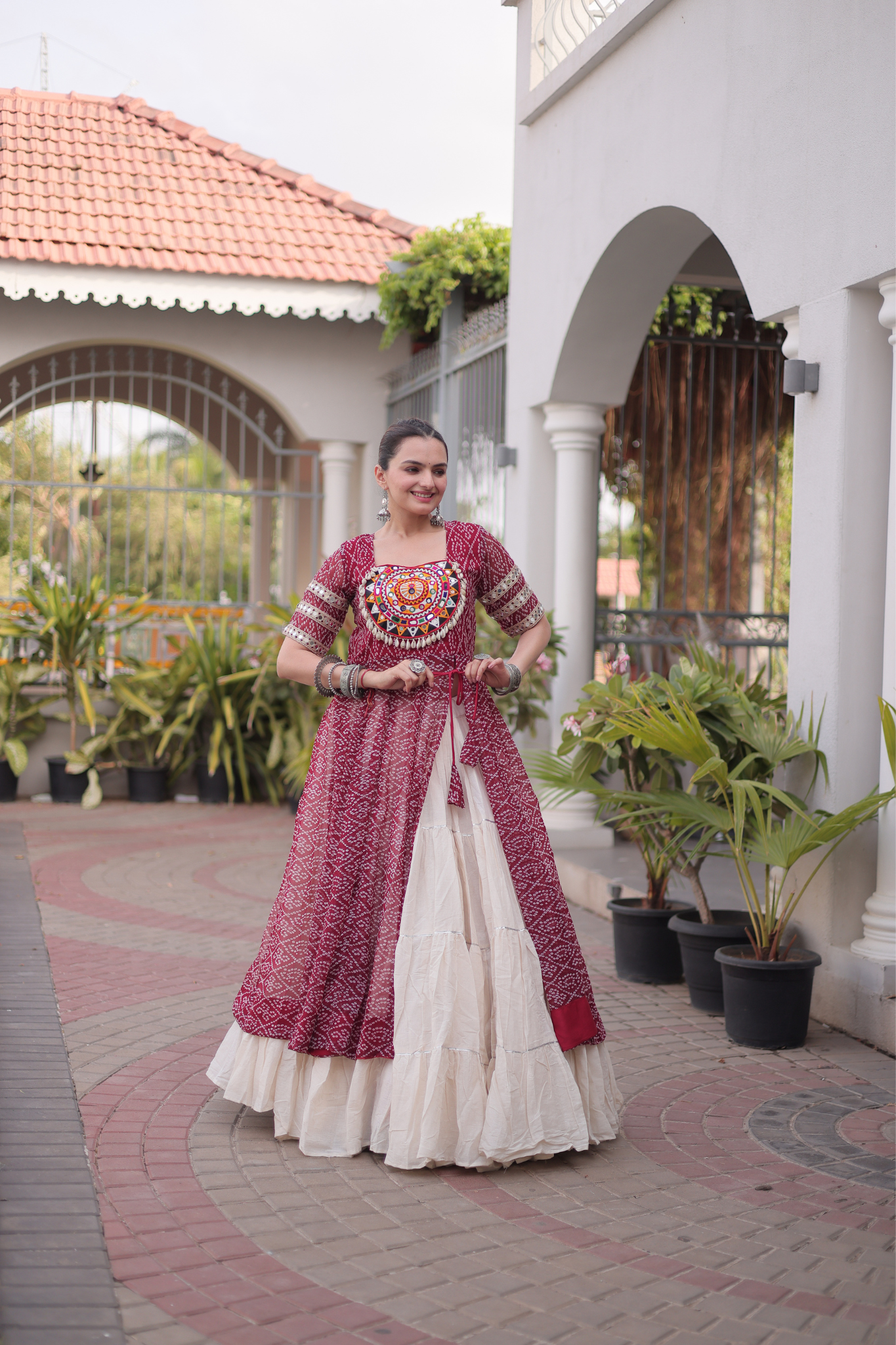 Women's Printed Anarkali Gown with Sharara | Traditional Ethnic Party Wear