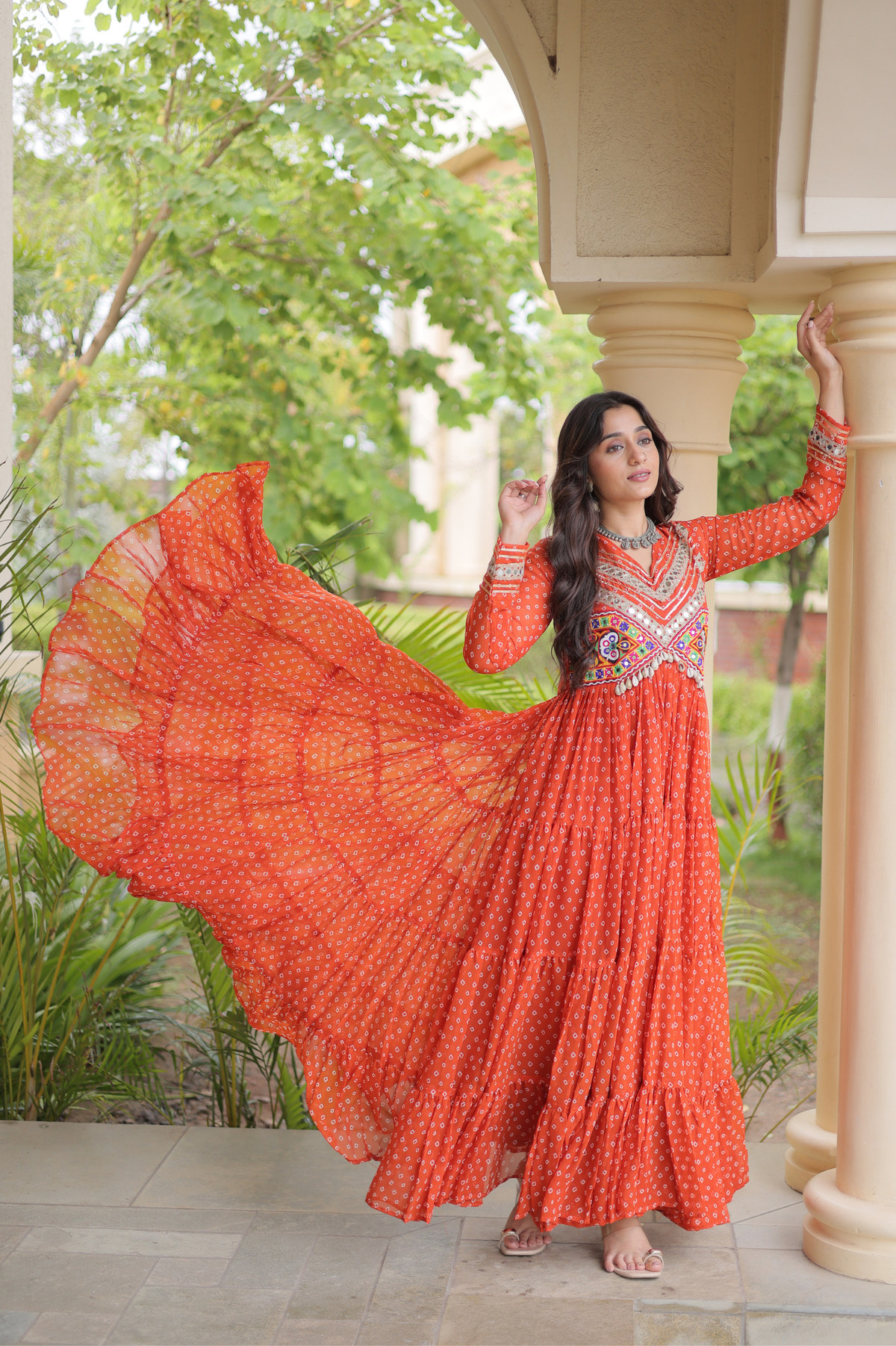 Women’s Designer Anarkali Gown with Embroidered Yoke & Flared Silhouette | Festive Ethnic Wear