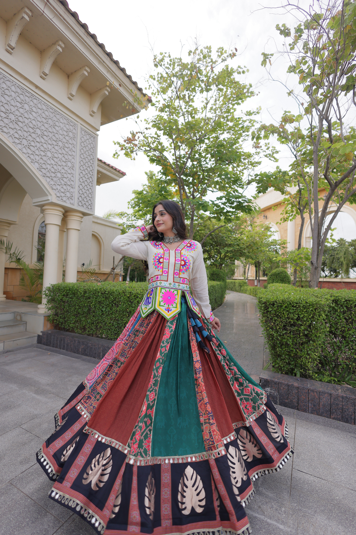 Designer Printed Lehenga Choli with Embroidered Choli & Flared Skirt