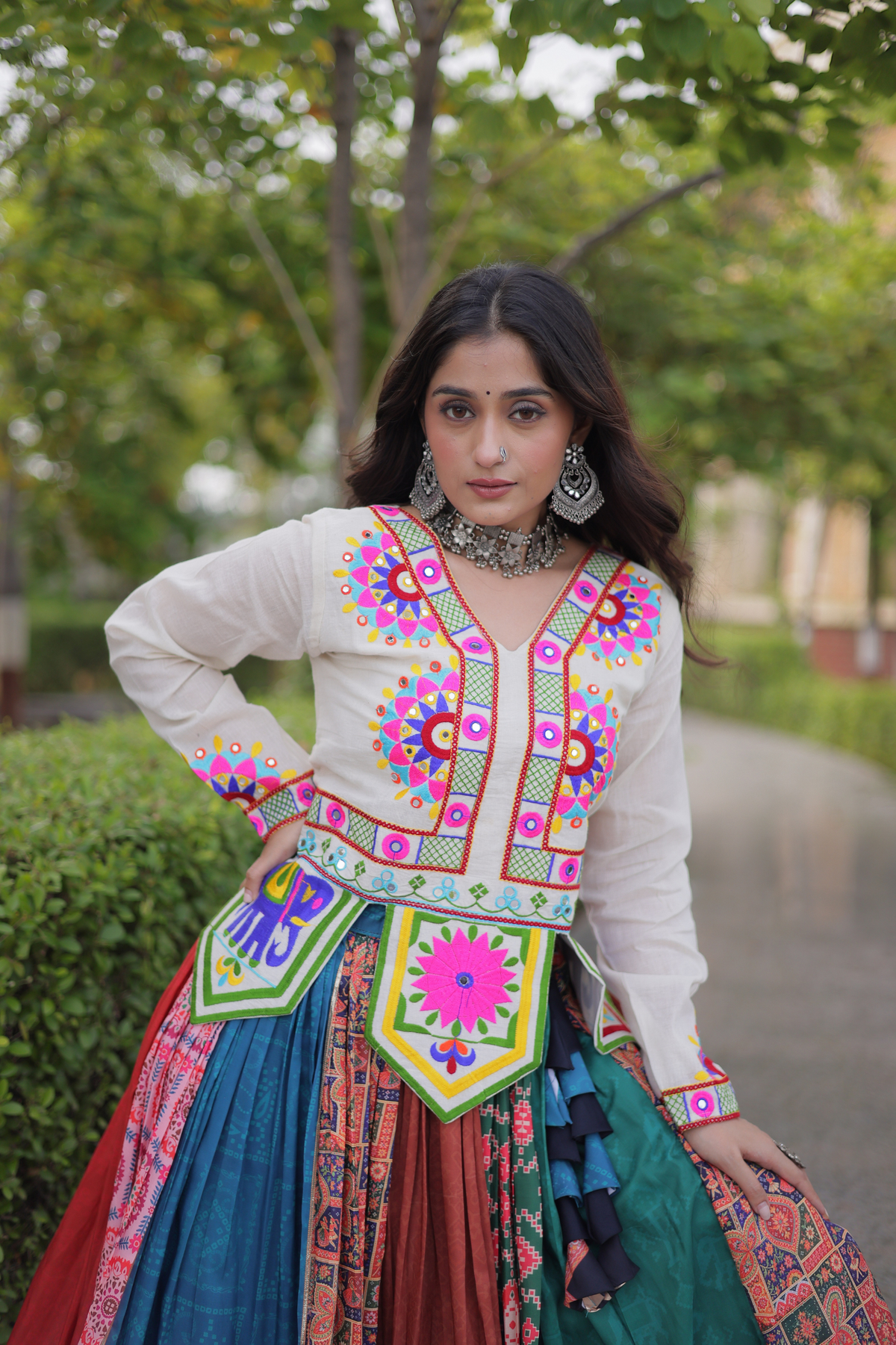 Designer Printed Lehenga Choli with Embroidered Choli & Flared Skirt