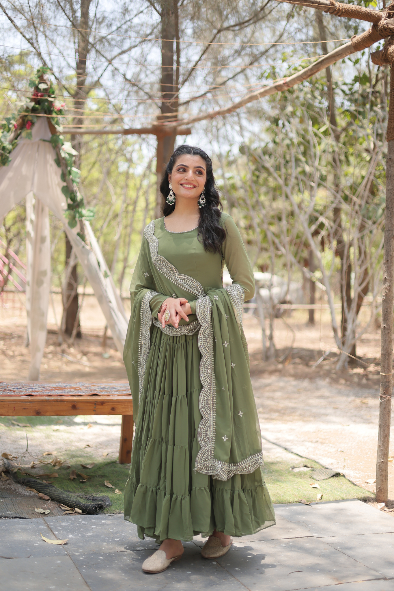 Exclusive Women's Designer Embroidered Anarkali Gown with Dupatta
