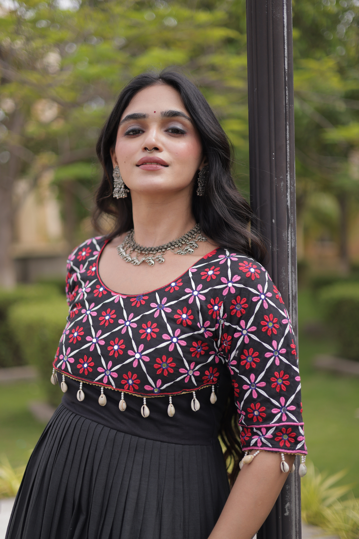 Designer Embroidered Yoke Anarkali Gown with Flared Skirt