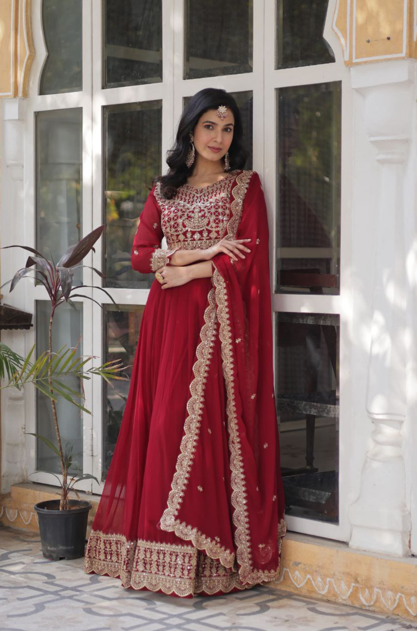 Women’s Embroidered Anarkali Gown Set