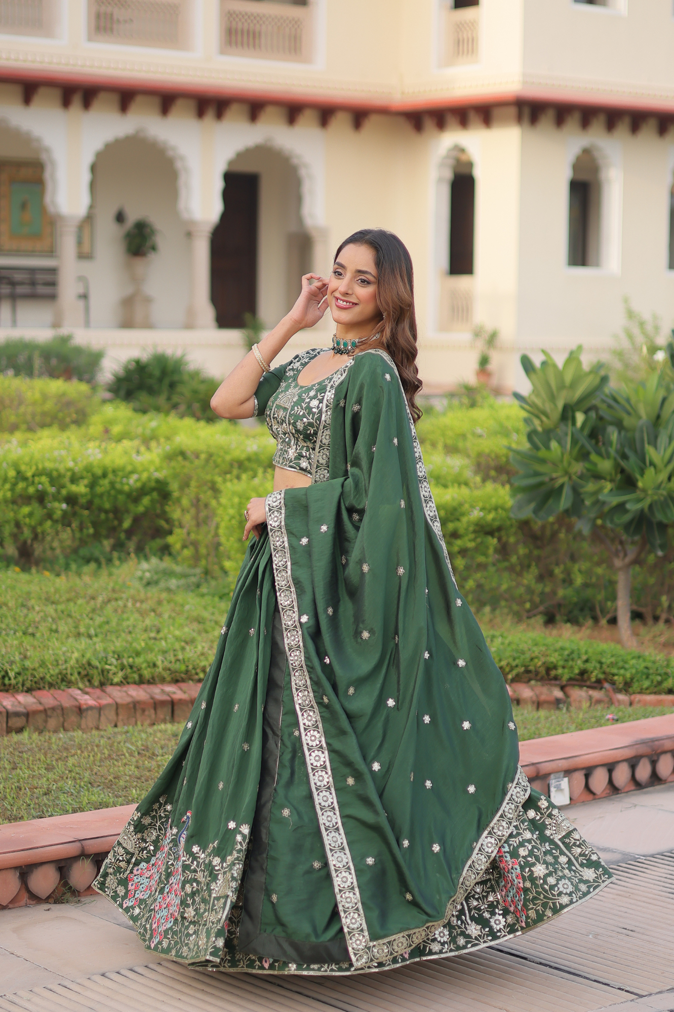 Women Embroidered Lehenga Choli Dupatta Set