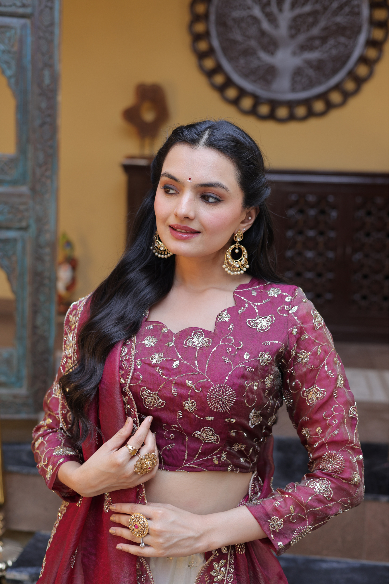 Women Embroidered Lehenga Choli Set with Dupatta