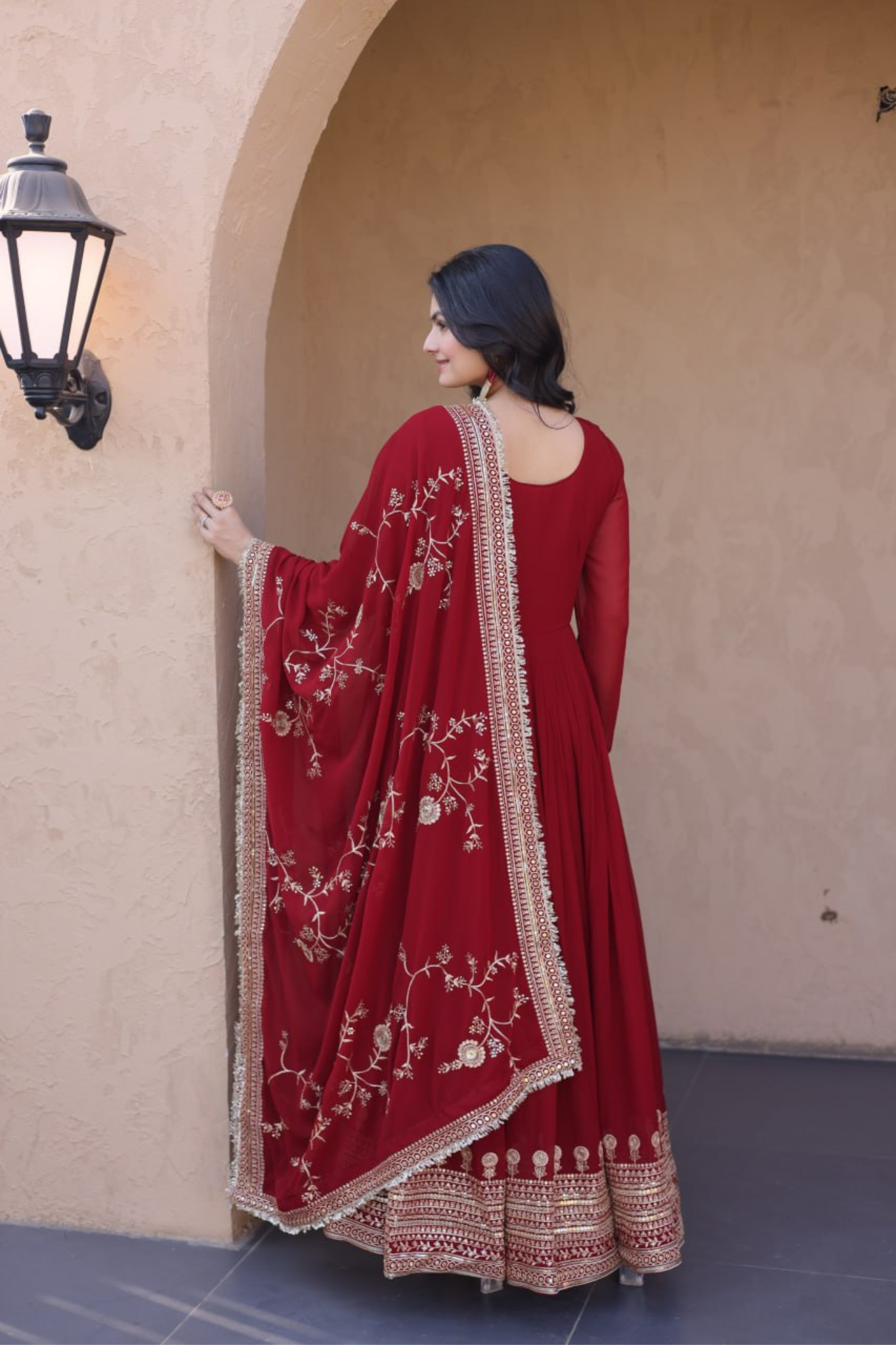 Luxury Maroon Embroidered Anarkali Set | Wedding & Festive Collection