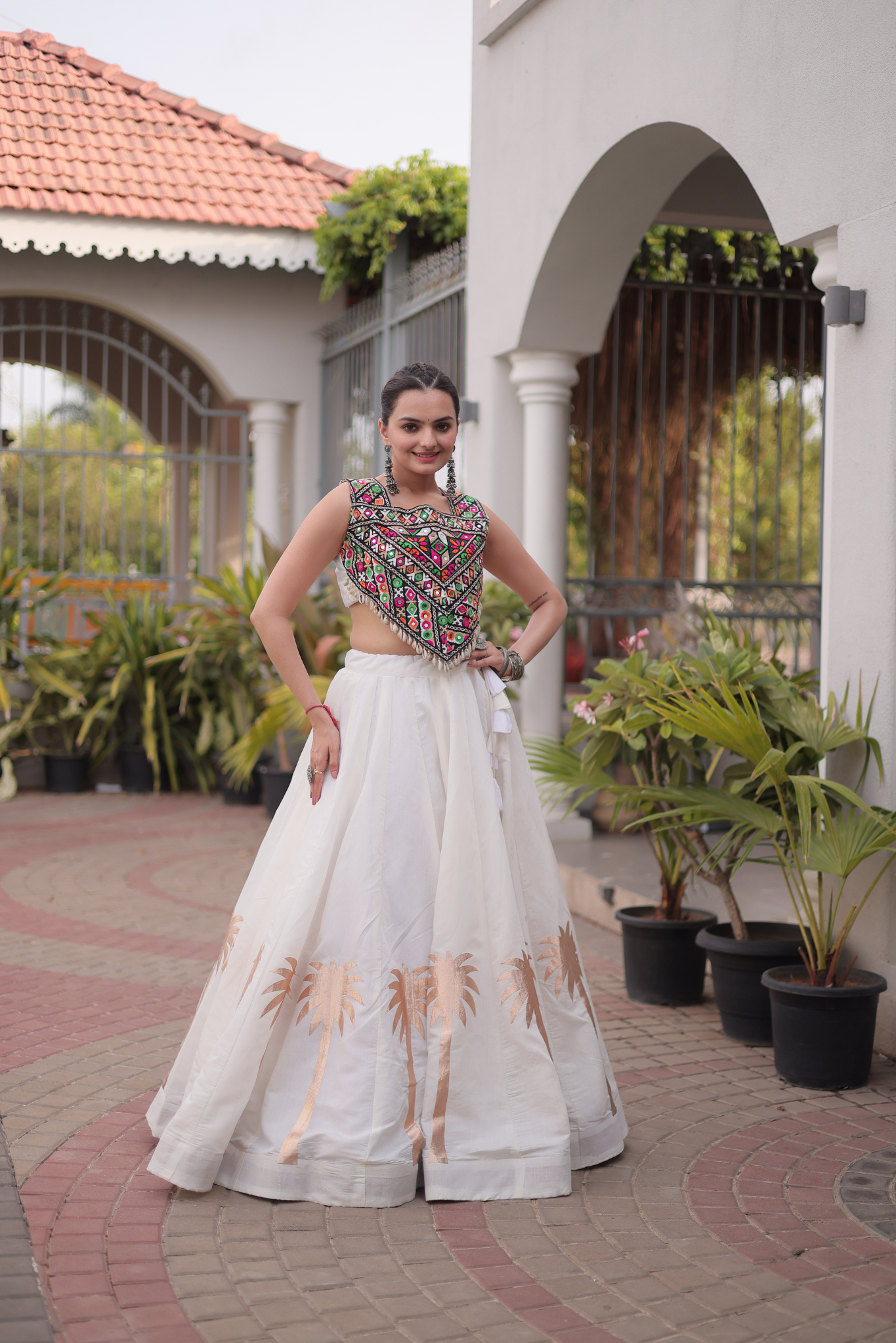 Women's Black Embroidered Lehenga Set with Mirror Work Crop Top | Navratri & Festive Wear