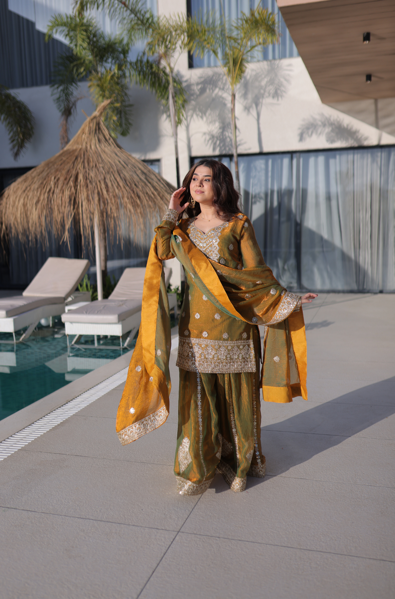 Women Festive Embroidered Muslin Silk Kurta Set with Dupatta