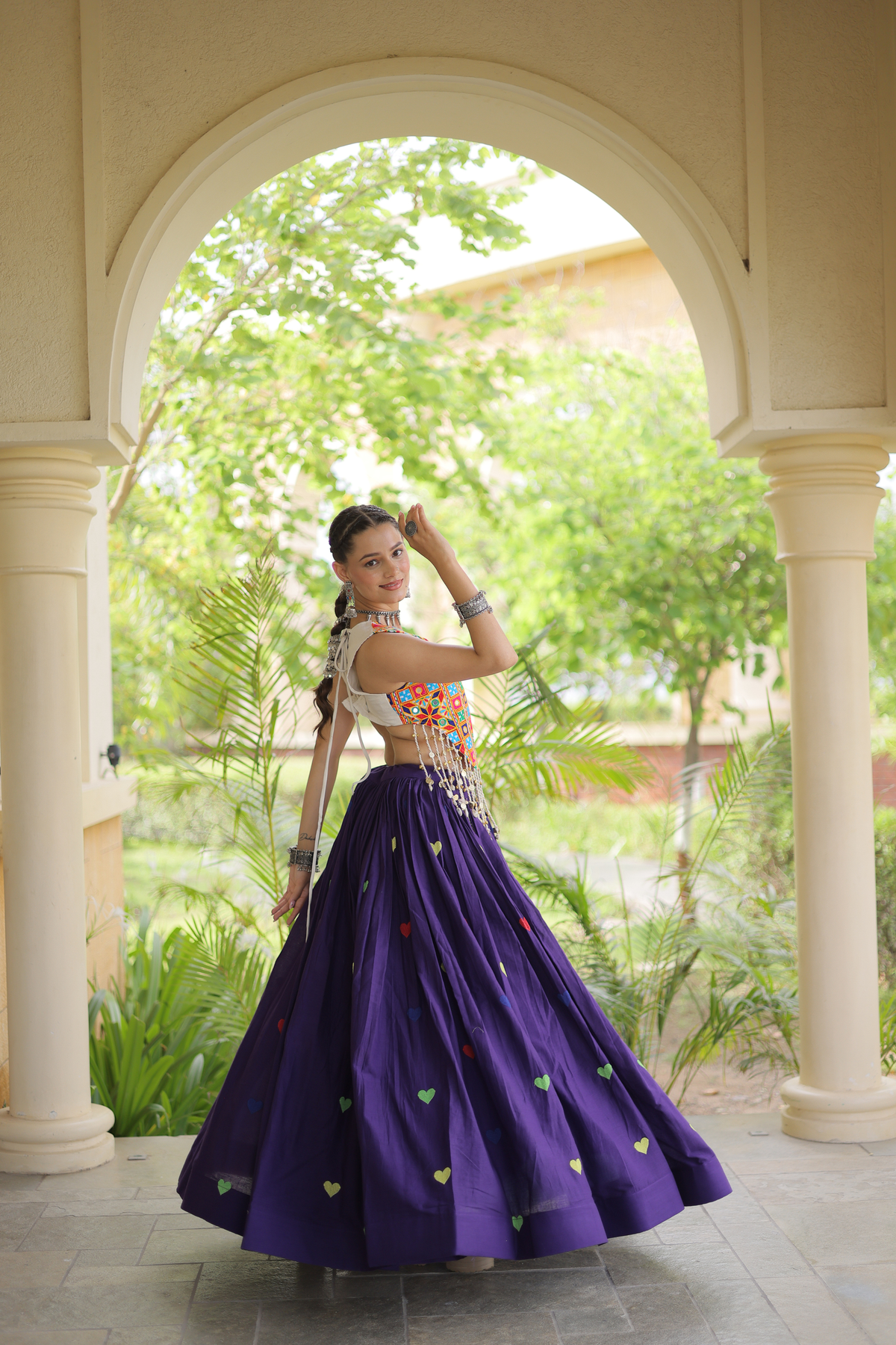 Women’s Designer Embroidered Lehenga Choli Set with Colorful Mirror Work & Flared Skirt