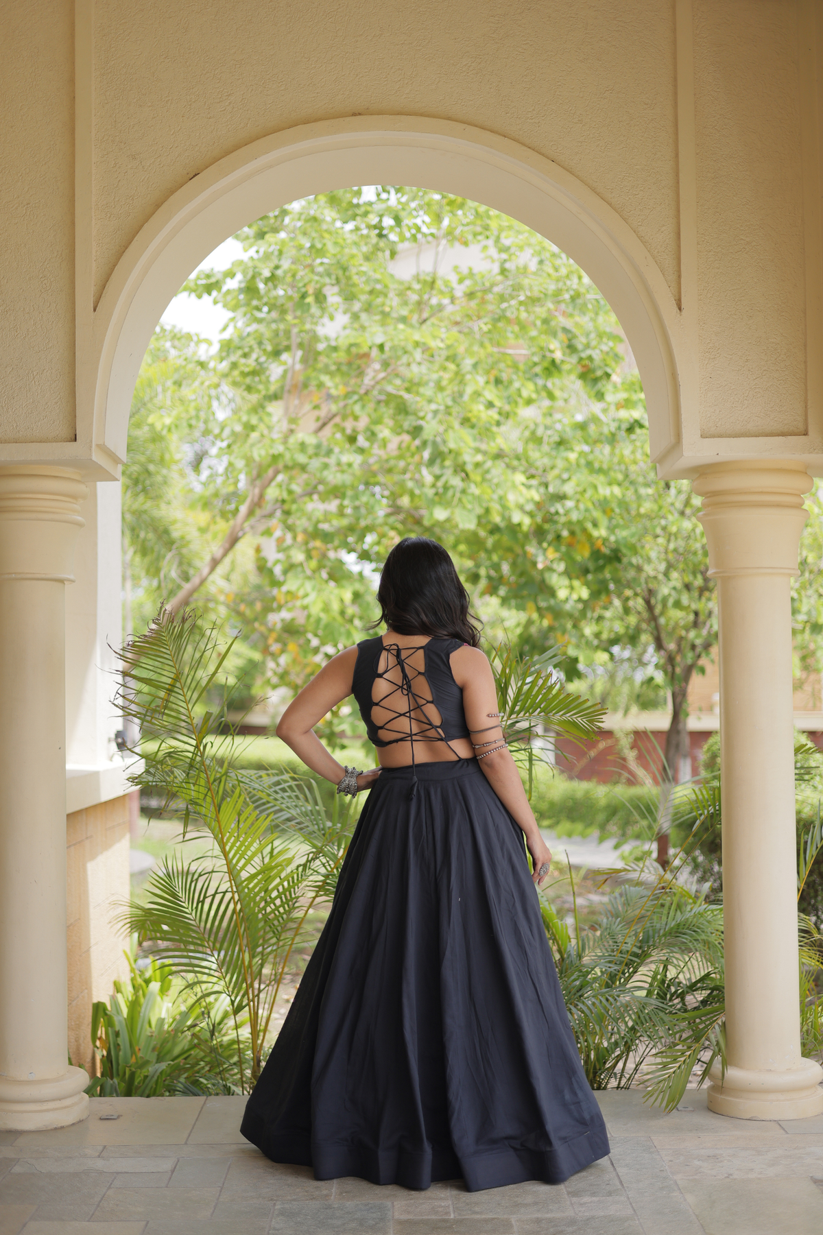 Designer Embroidered Anarkali Kurta with Front Panel & Flared Skirt