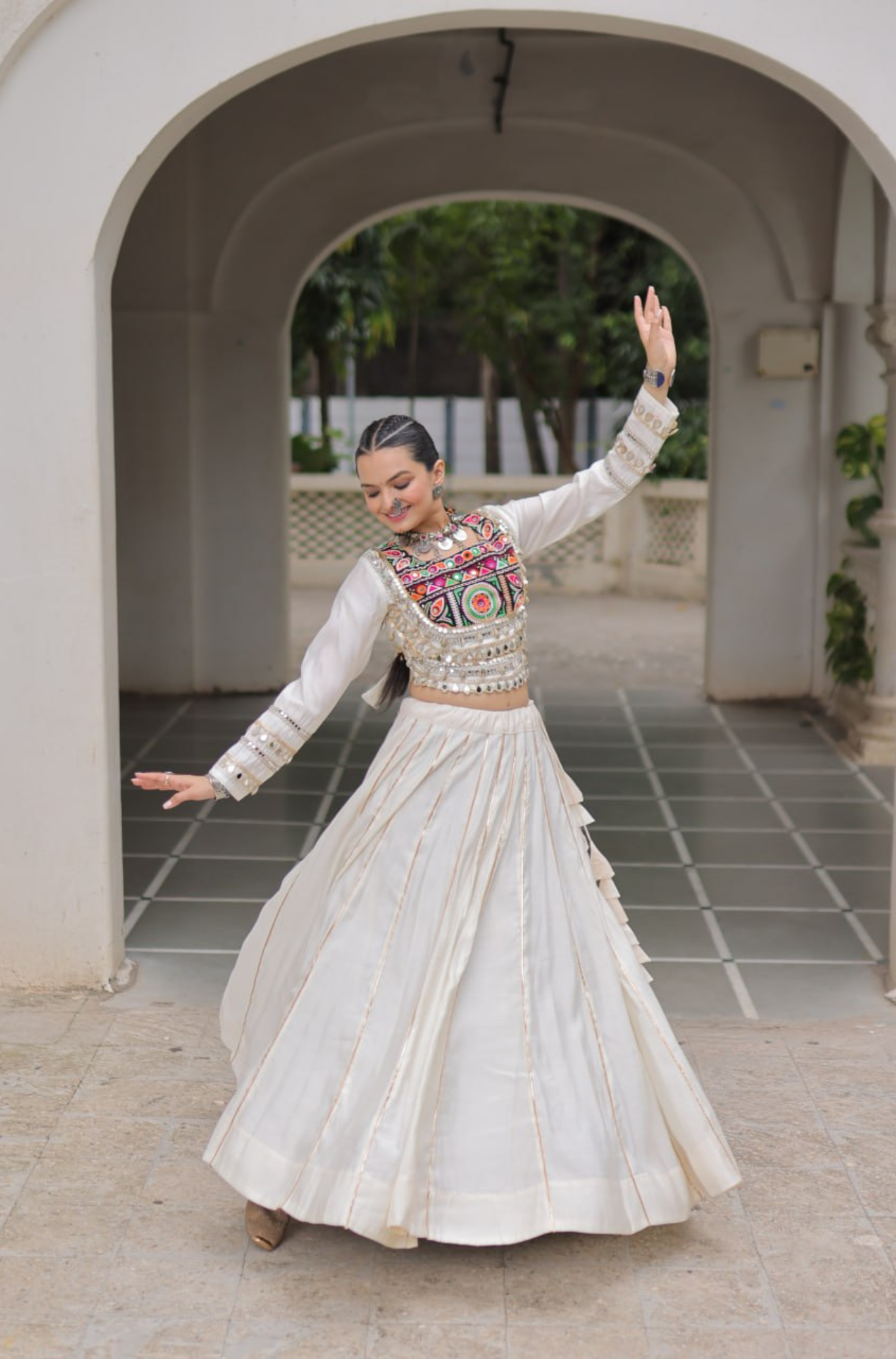 Designer Mirror Work Embroidered Lehenga Choli Set for Women
