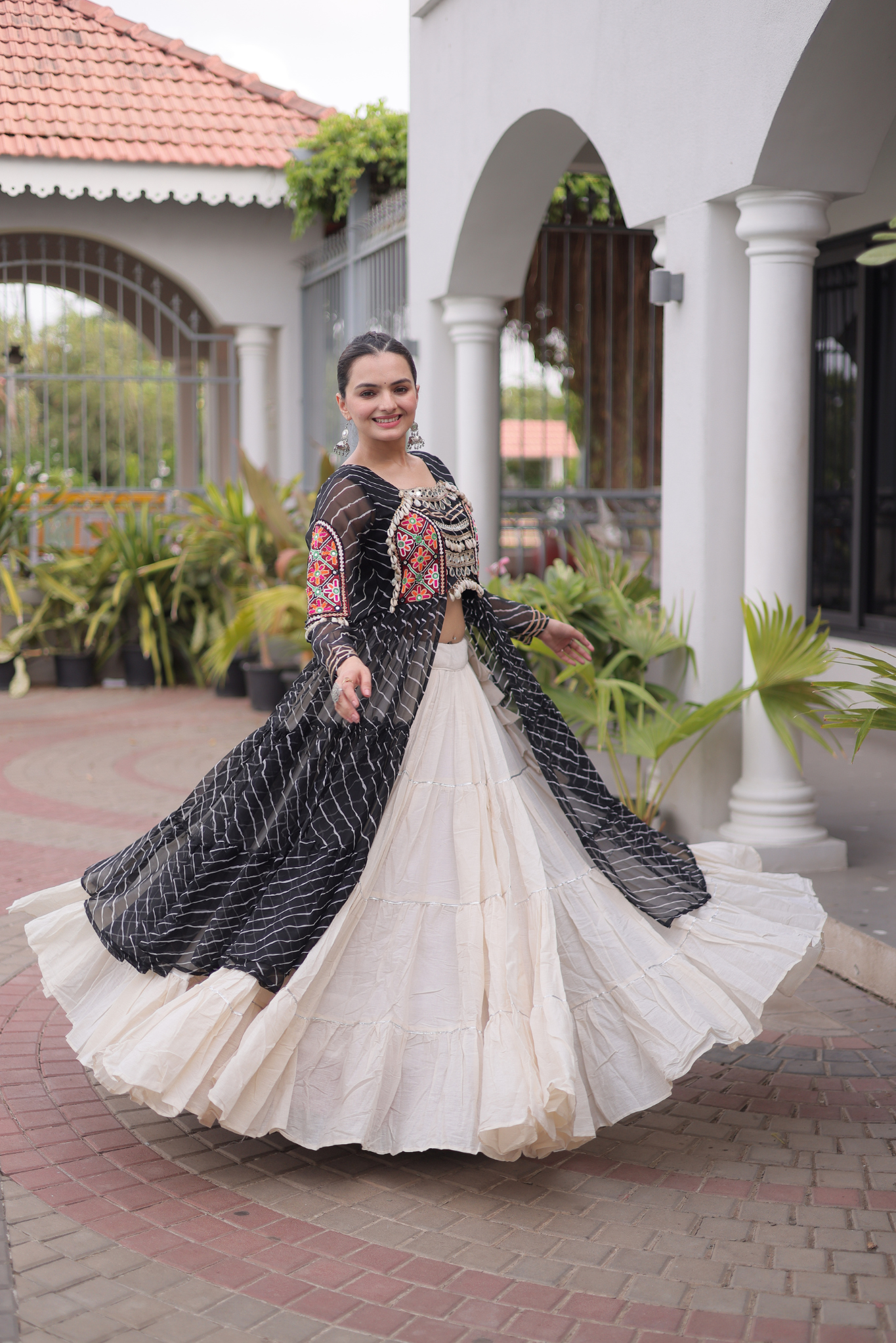 Women's Designer Mirror Work Jacket Lehenga Choli Set