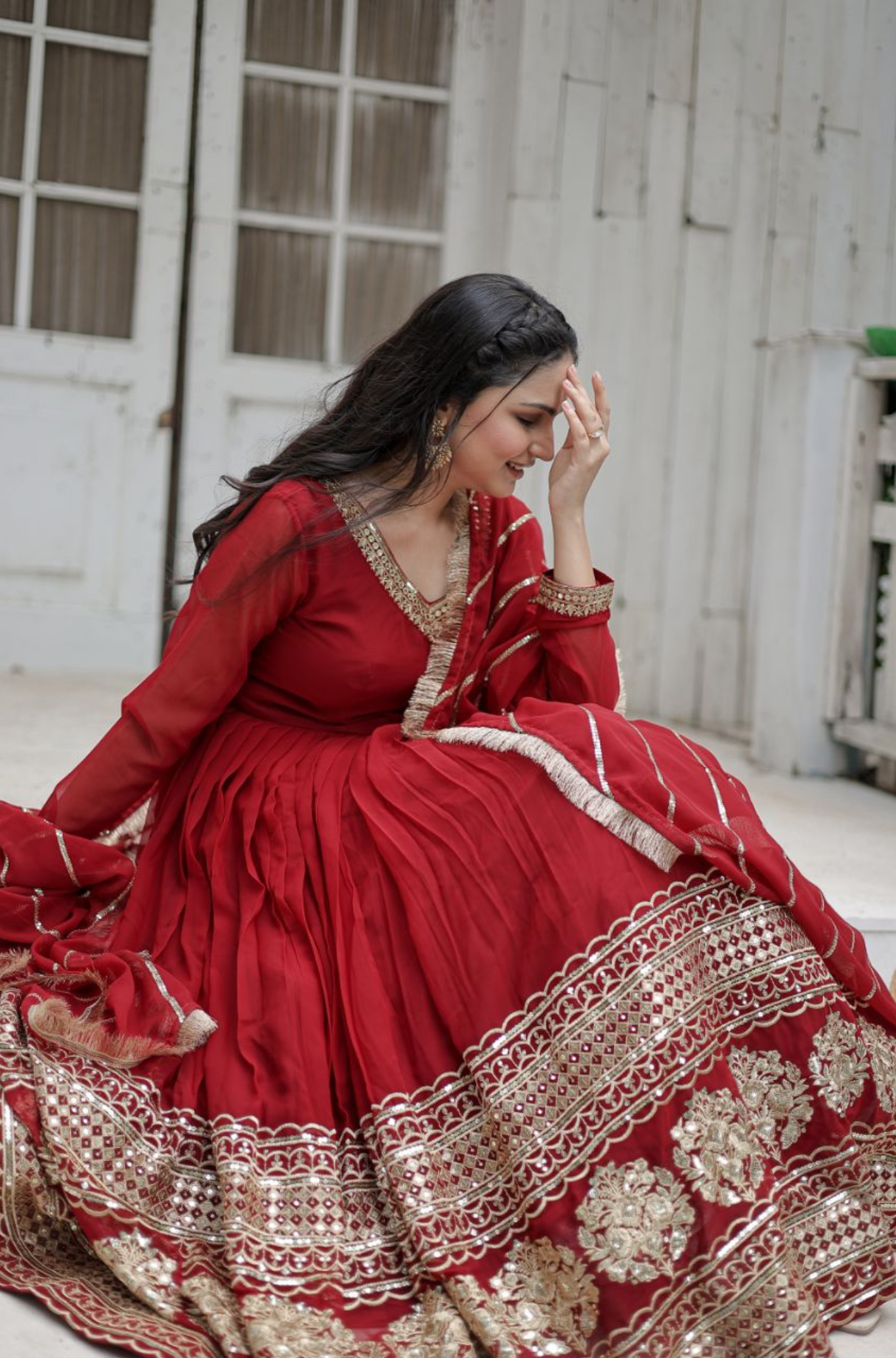 Women's Designer Embroidered Anarkali Gown with Dupatta