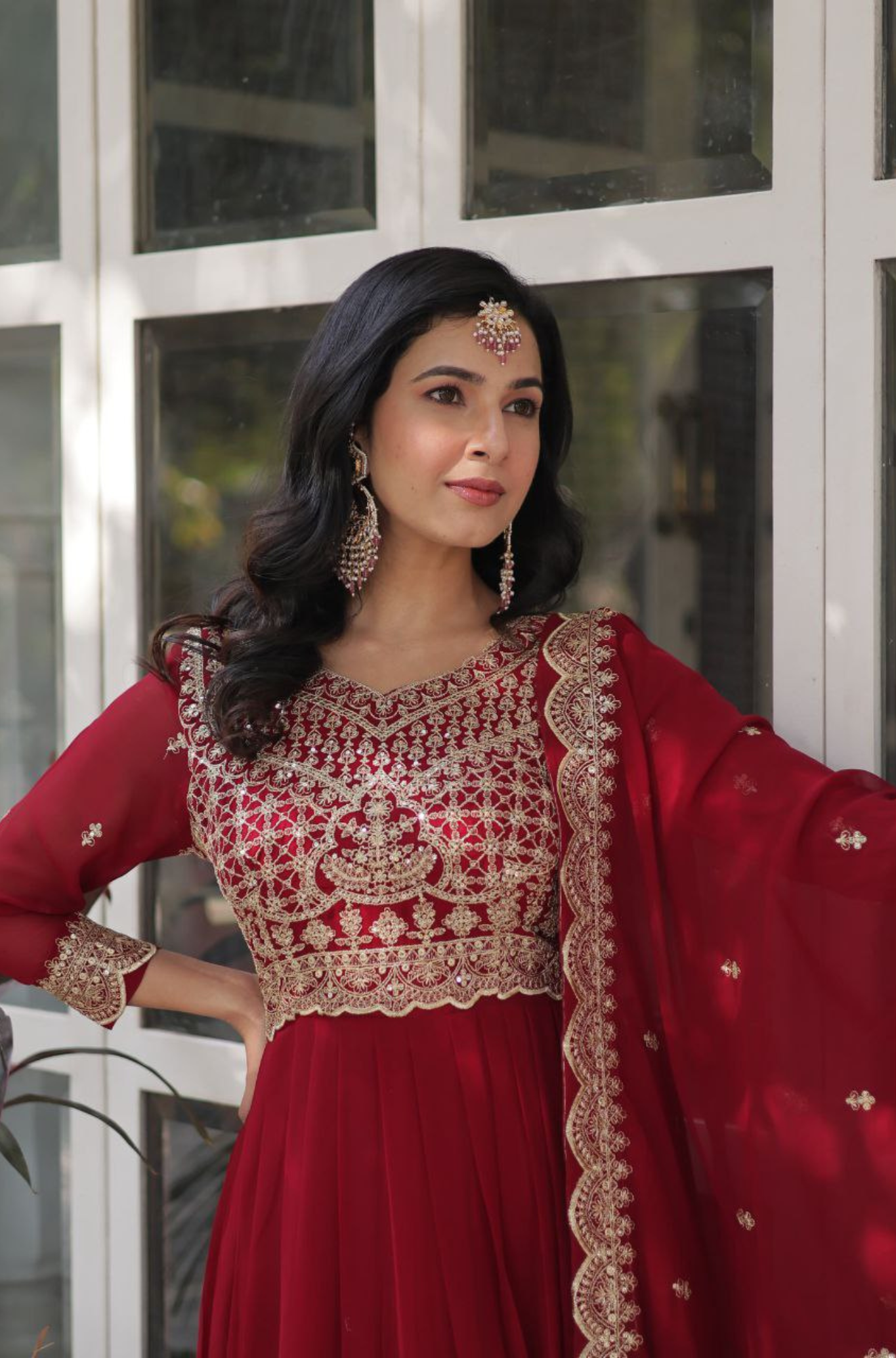 Women’s Embroidered Anarkali Gown Set