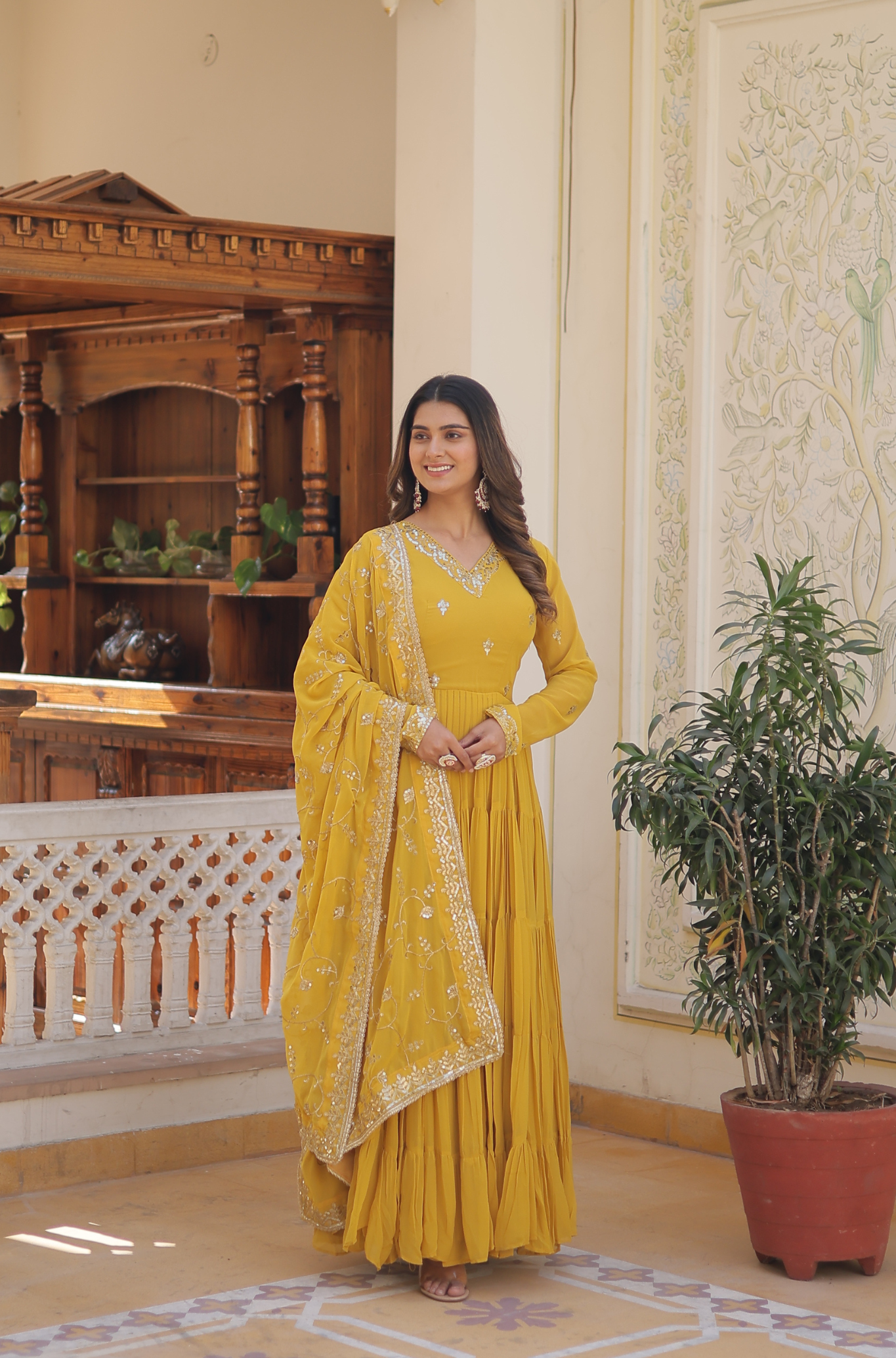 Women Embroidered Anarkali Gown Set with Dupatta