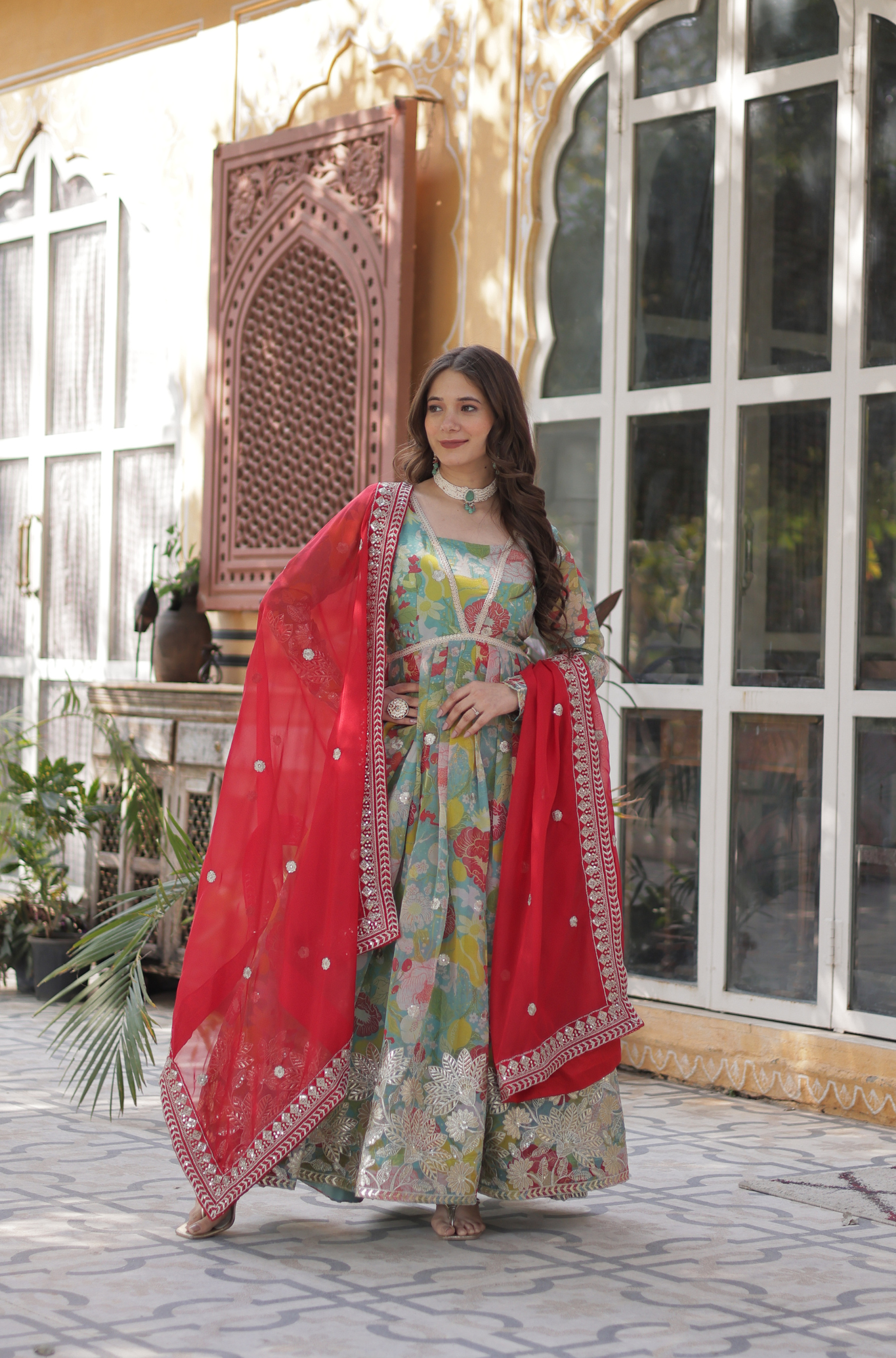 Women Premium Traditional Printed Anarkali Kurta Set With Dupatta