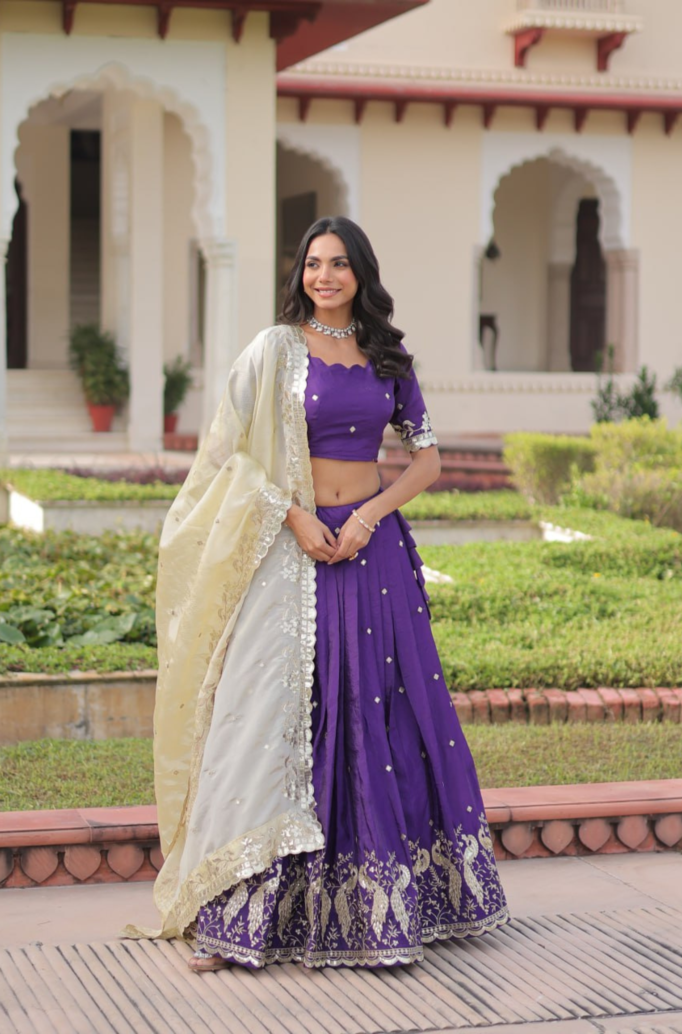 Women's Embroidered Lehenga Choli Set with Dupatta