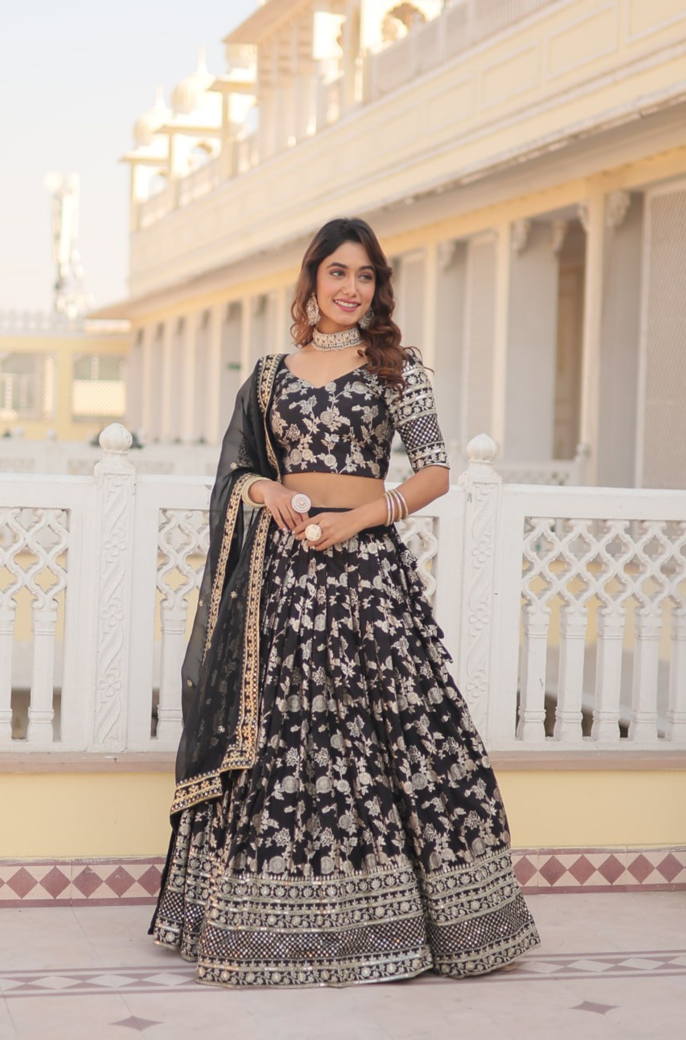 Women's Designer Floral Printed Lehenga Choli Set with Dupatta