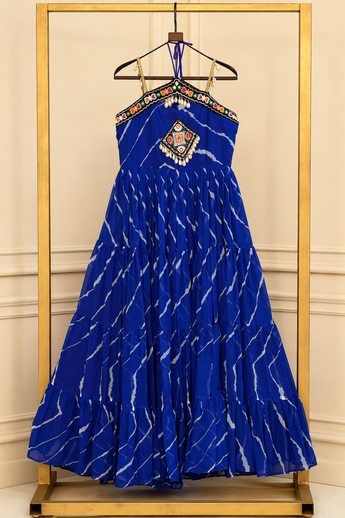 Women’s Designer Embroidered Maxi Dress | Ethnic Flared Tiered Dress