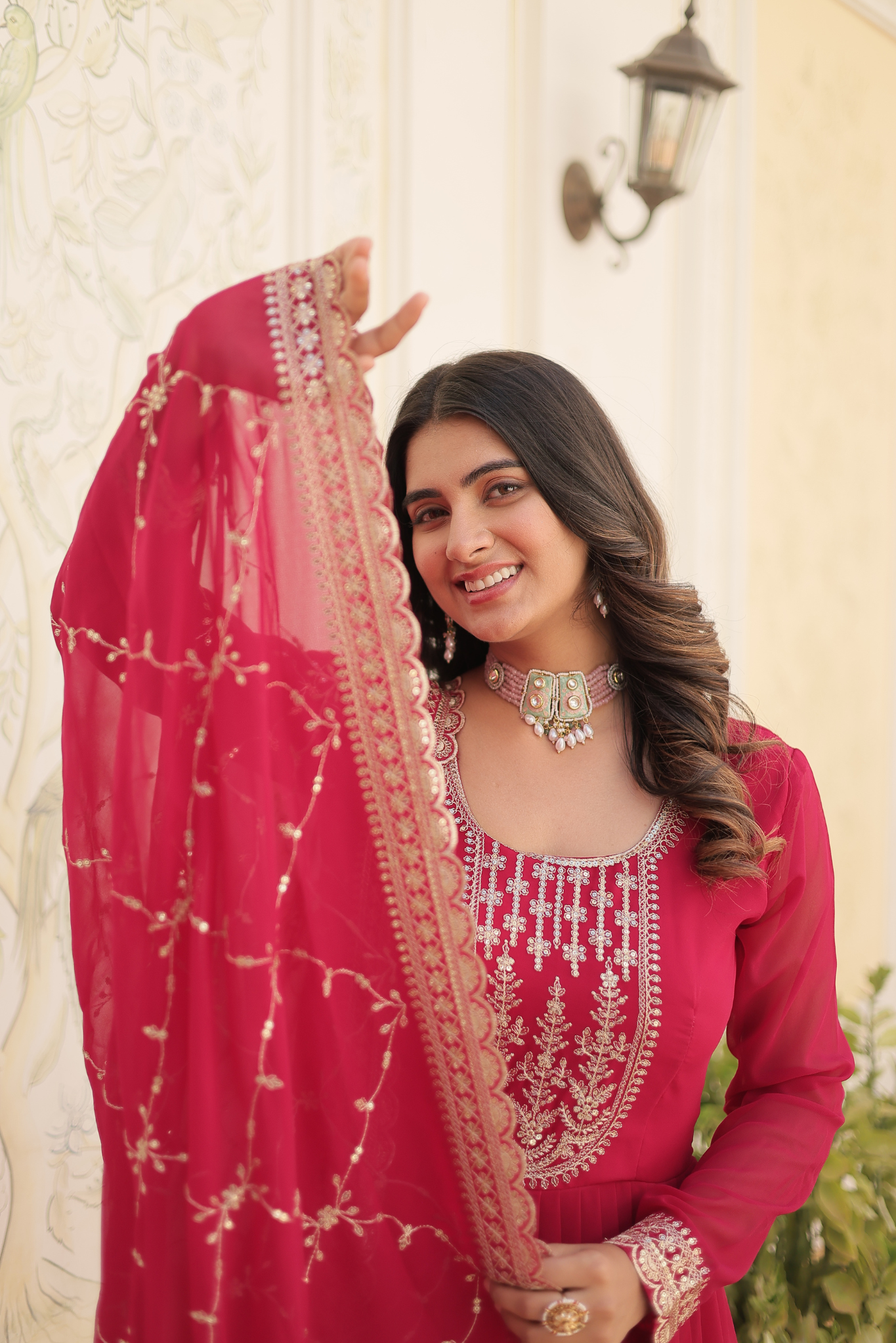 Women's Designer Embroidered Anarkali Gown with Dupatta