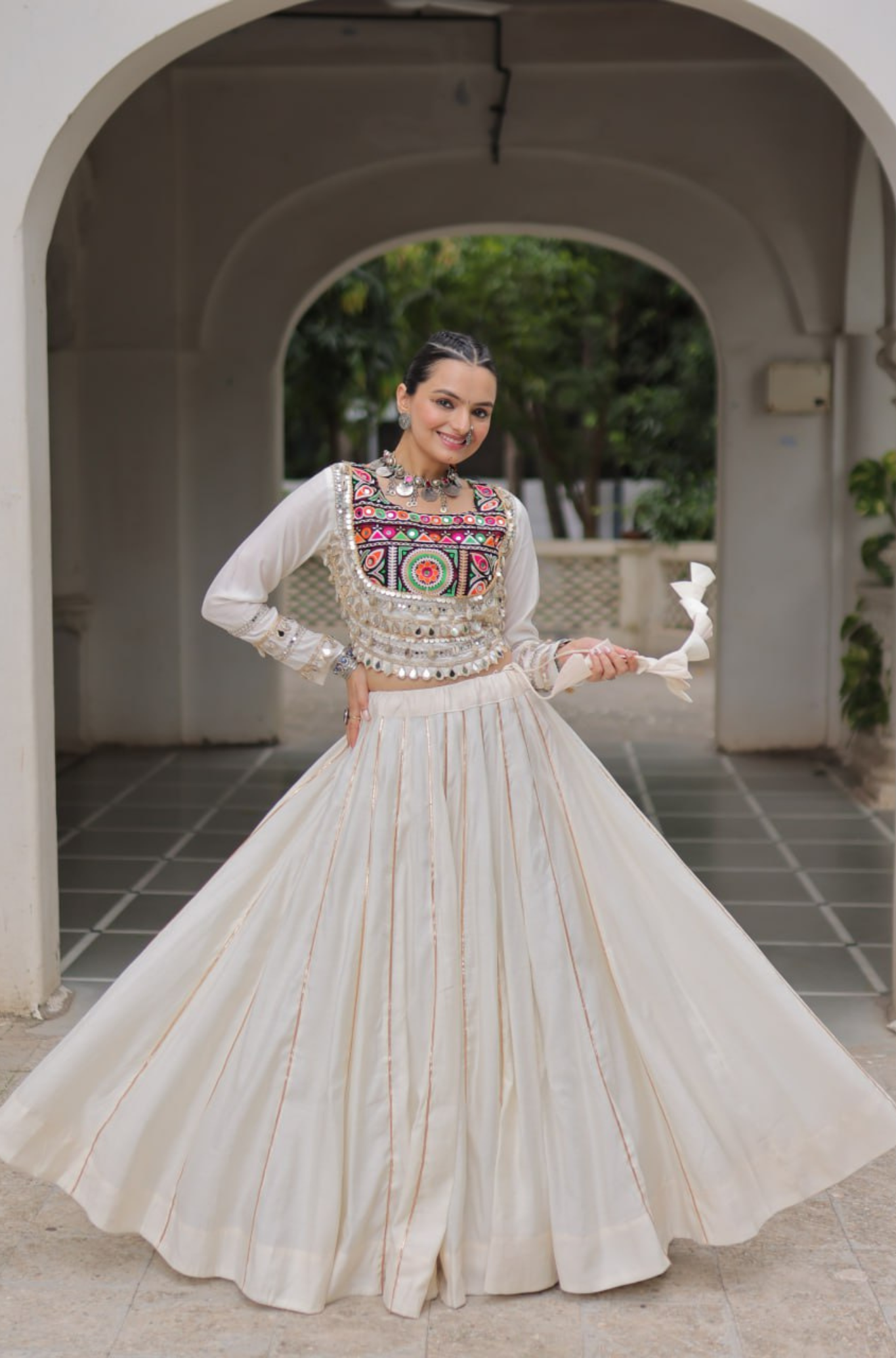 Designer Mirror Work Embroidered Lehenga Choli Set for Women