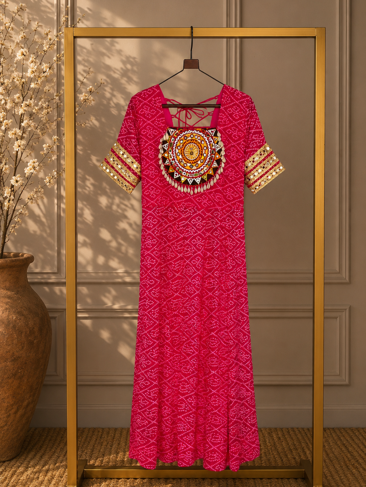 Women’s Designer Navratri Ethnic Kurti with Mirror Work & Embroidered Sleeves #NavratriOutfit #NavratriCollection