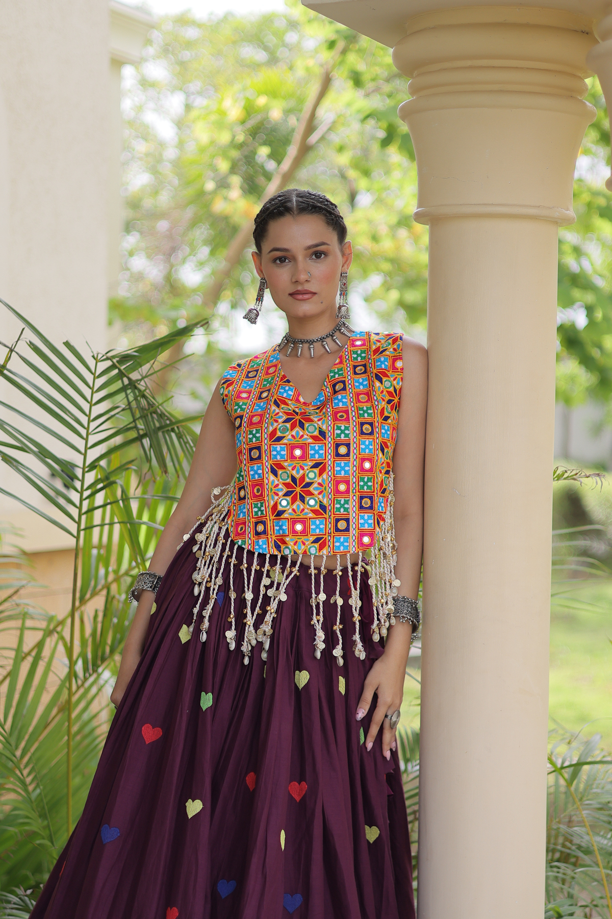 Women’s Designer Embroidered Lehenga Choli Set with Colorful Mirror Work & Flared Skirt