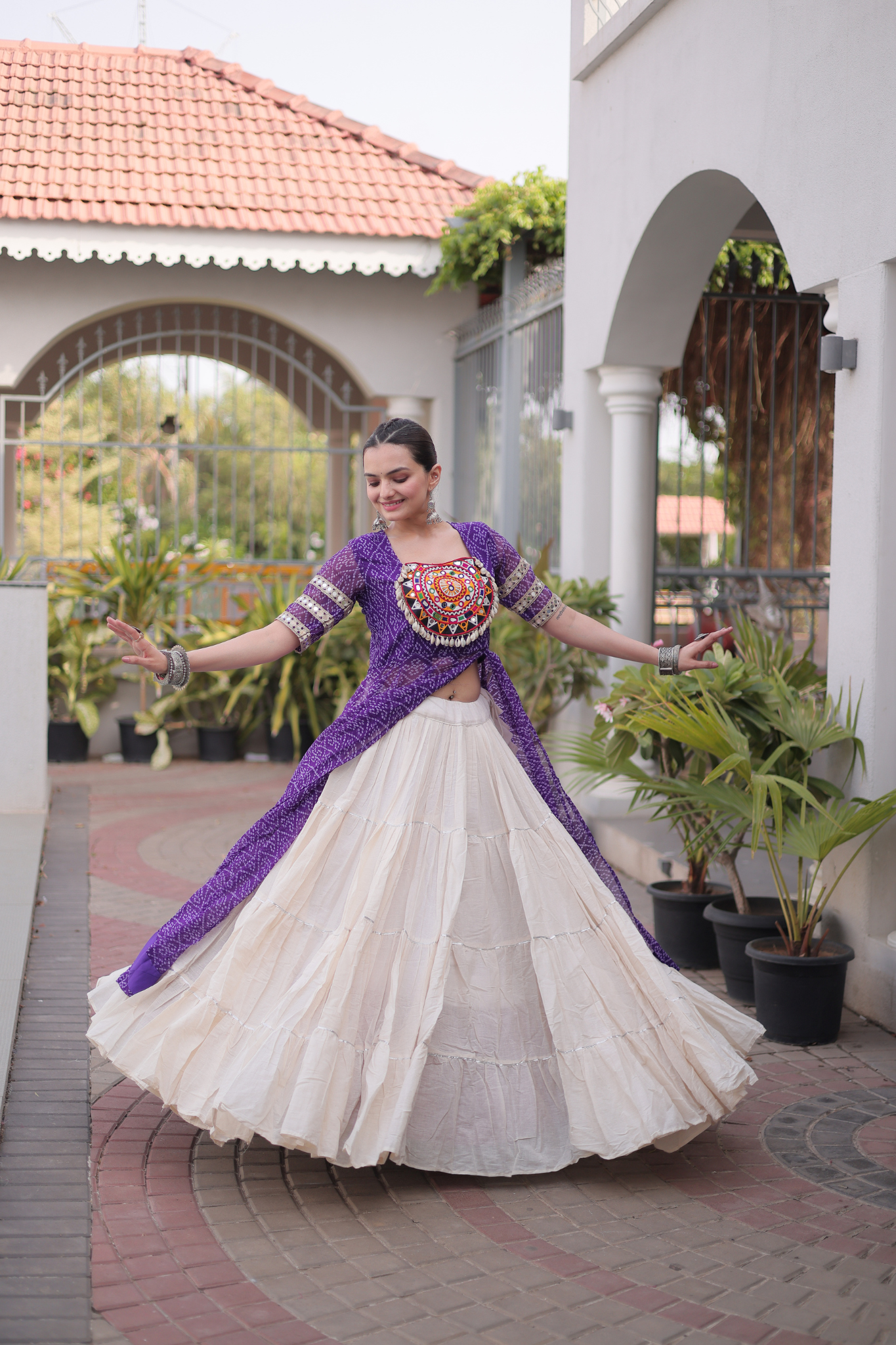 Women's Printed Anarkali Gown with Sharara | Traditional Ethnic Party Wear