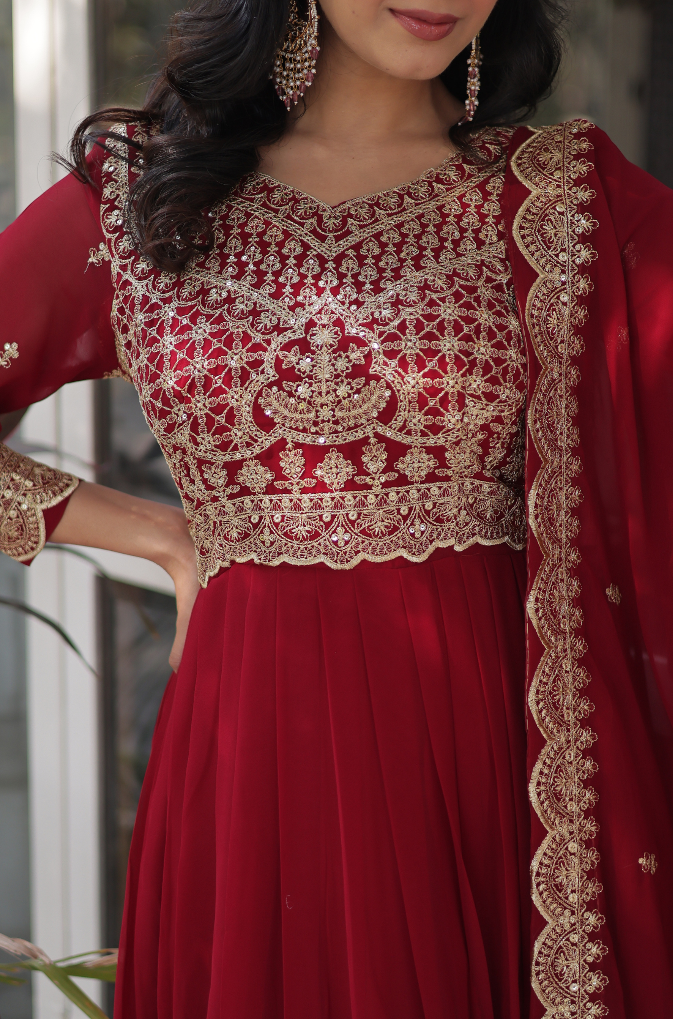 Women’s Embroidered Anarkali Gown Set