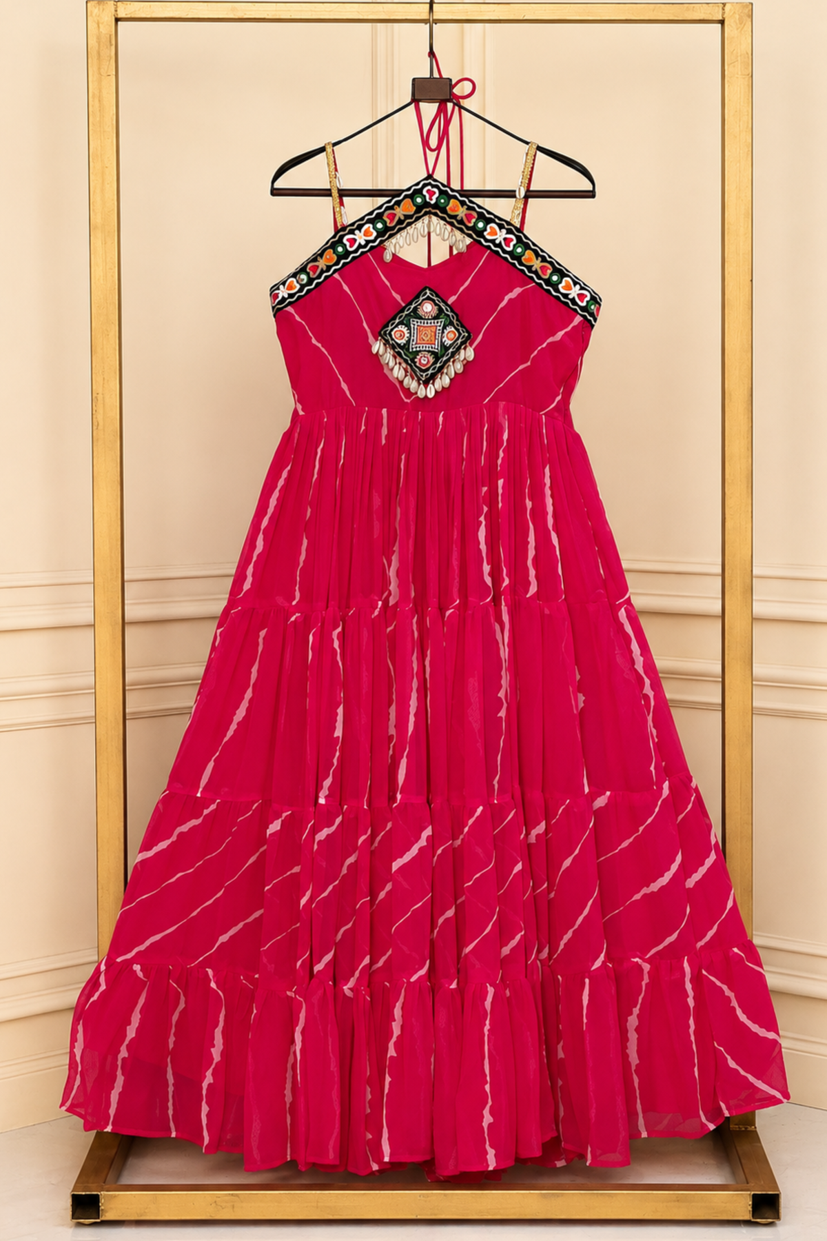 Women’s Designer Embroidered Maxi Dress | Ethnic Flared Tiered Dress