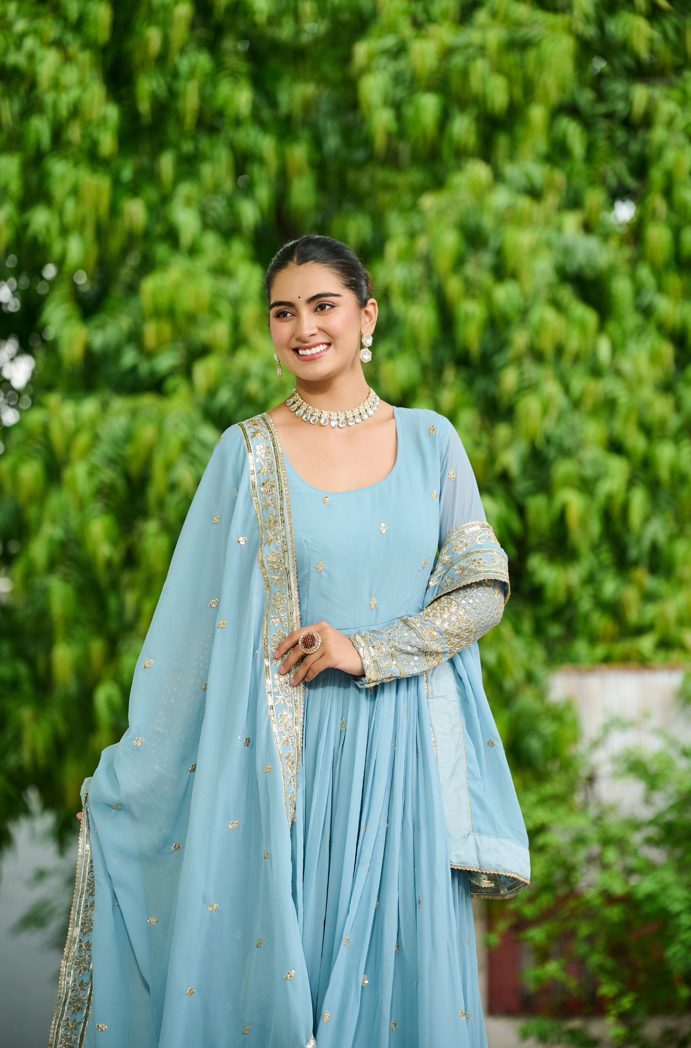 Women’s Designer Georgette Anarkali Gown with Dupatta