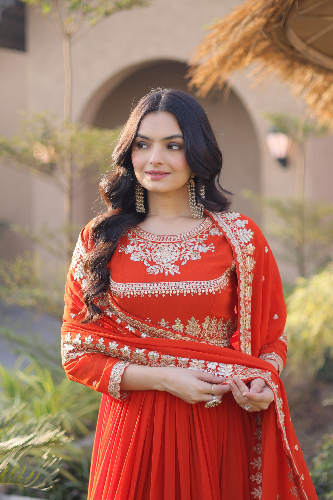 Women's Embroidered Anarkali Gown Set with Dupatta