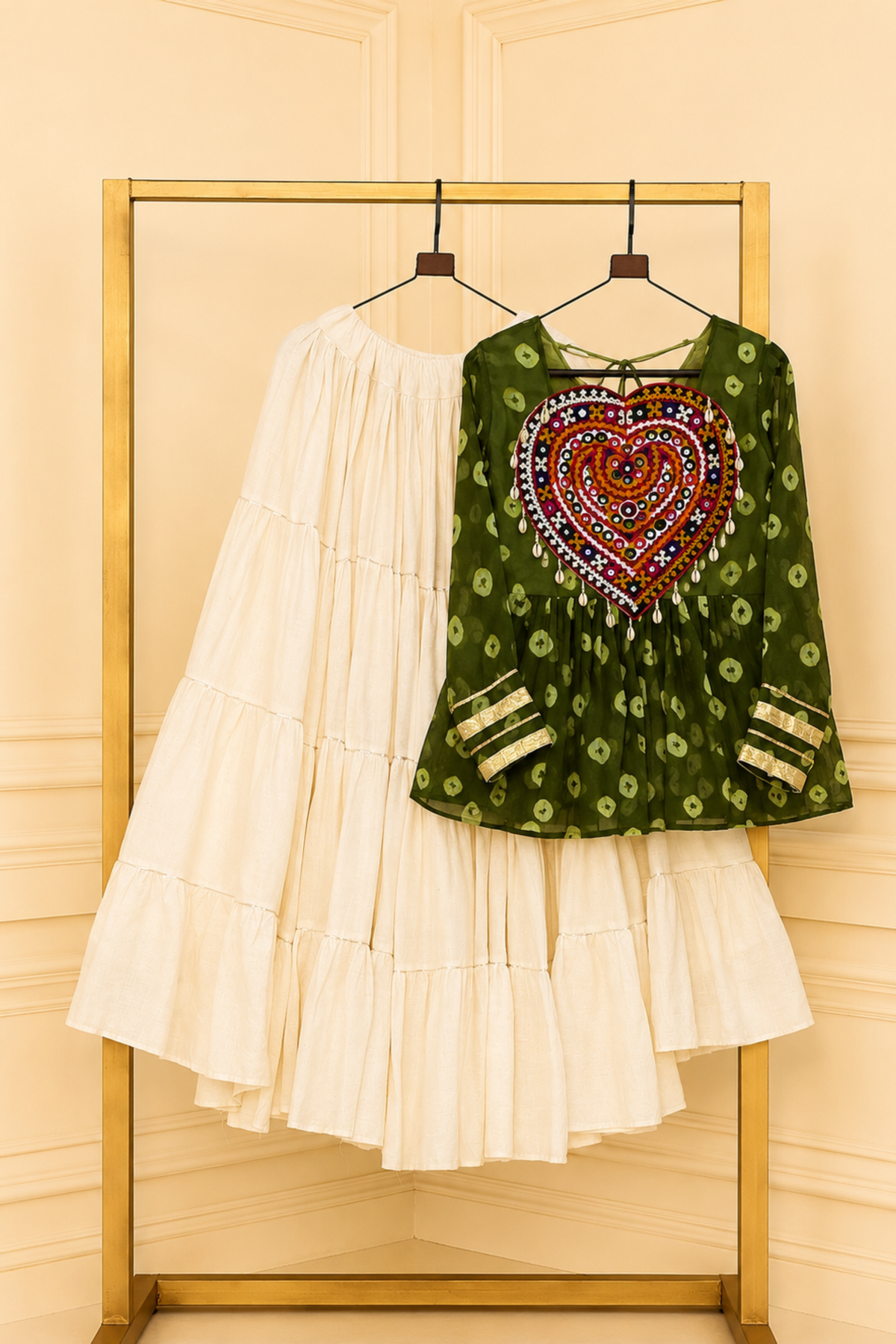 Girls Ethnic Dress Set | Embroidered Traditional Party Wear Dress for Kids