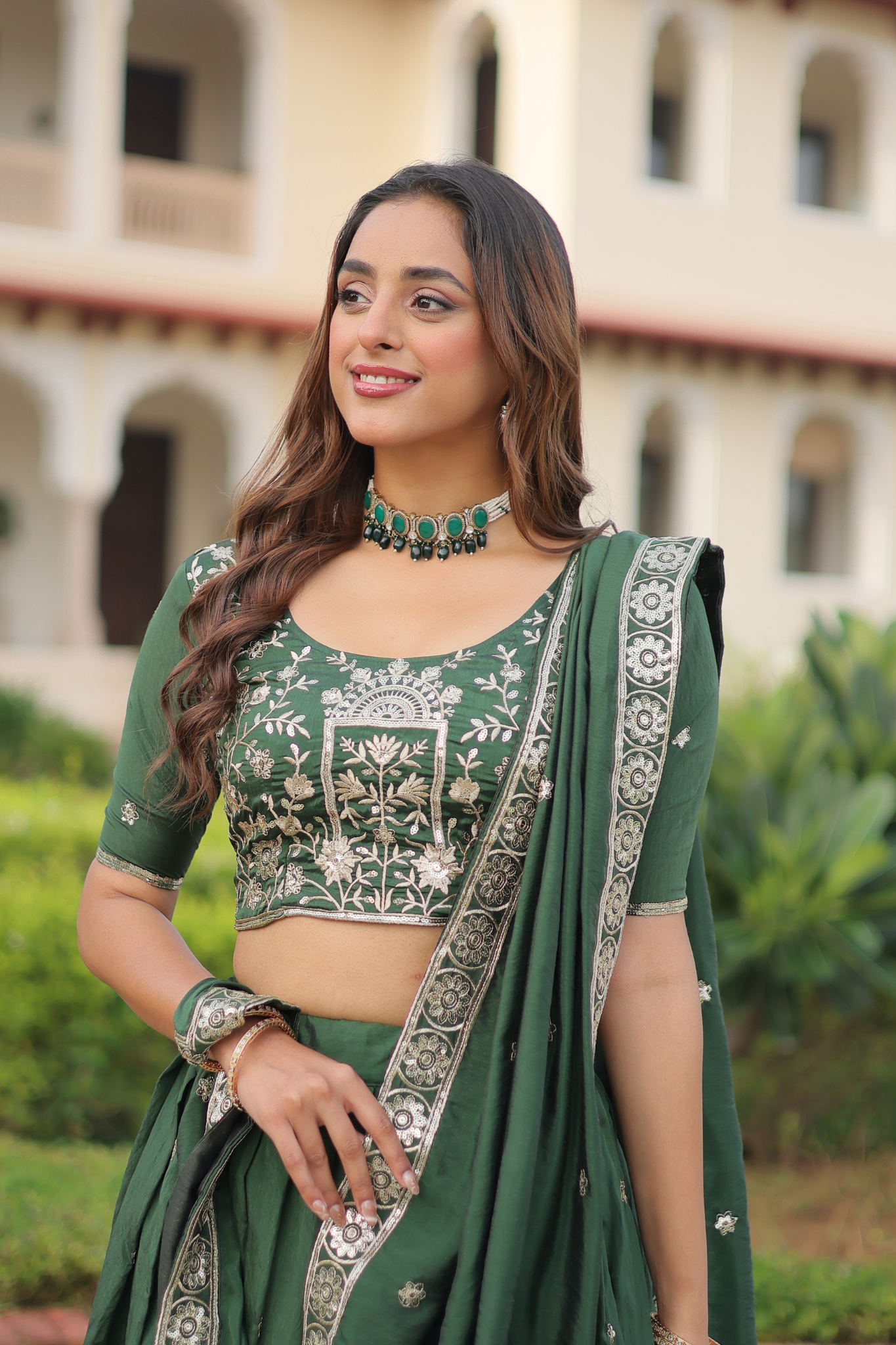 Women Embroidered Lehenga Choli Dupatta Set