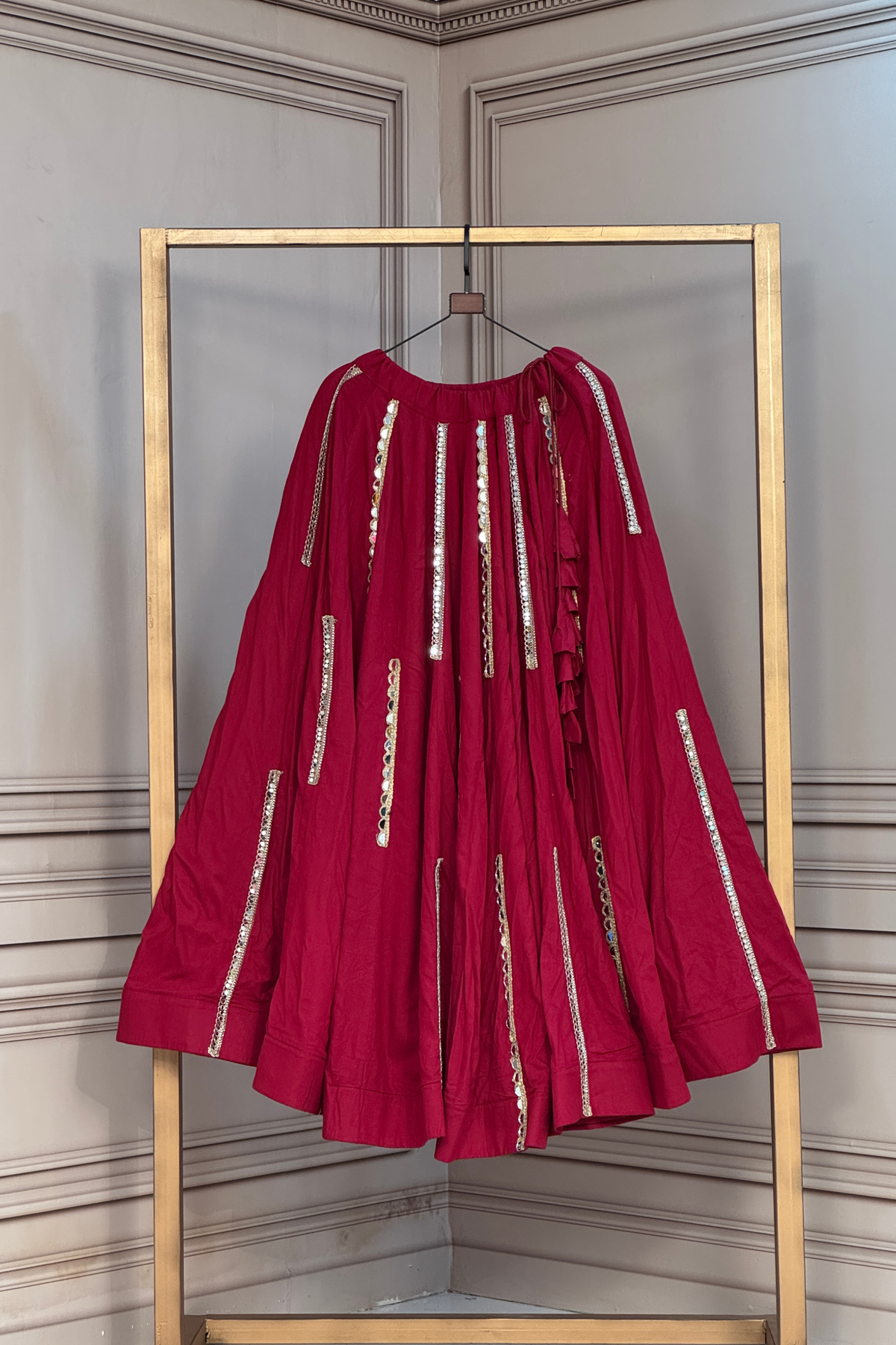 Designer Mirror Work Lehenga with Flared Skirt