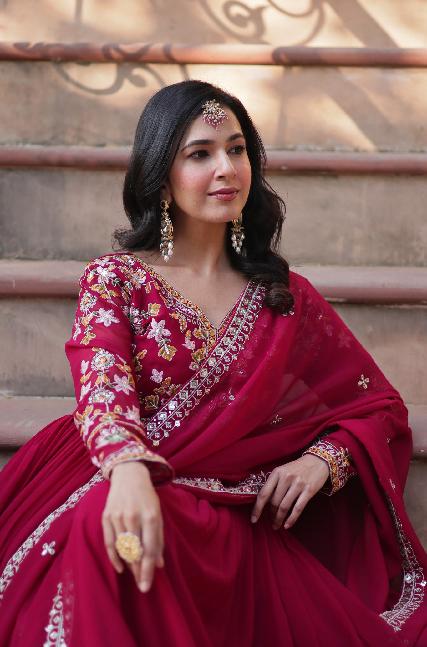 Women Embroidered Anarkali Gown Set with Dupatta