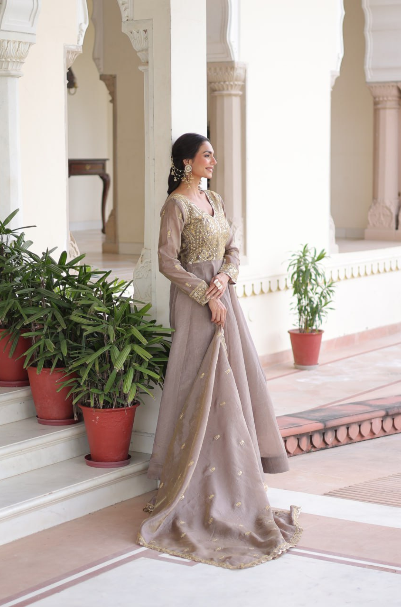 Women's Embroidered Anarkali Gown Set with Dupatta