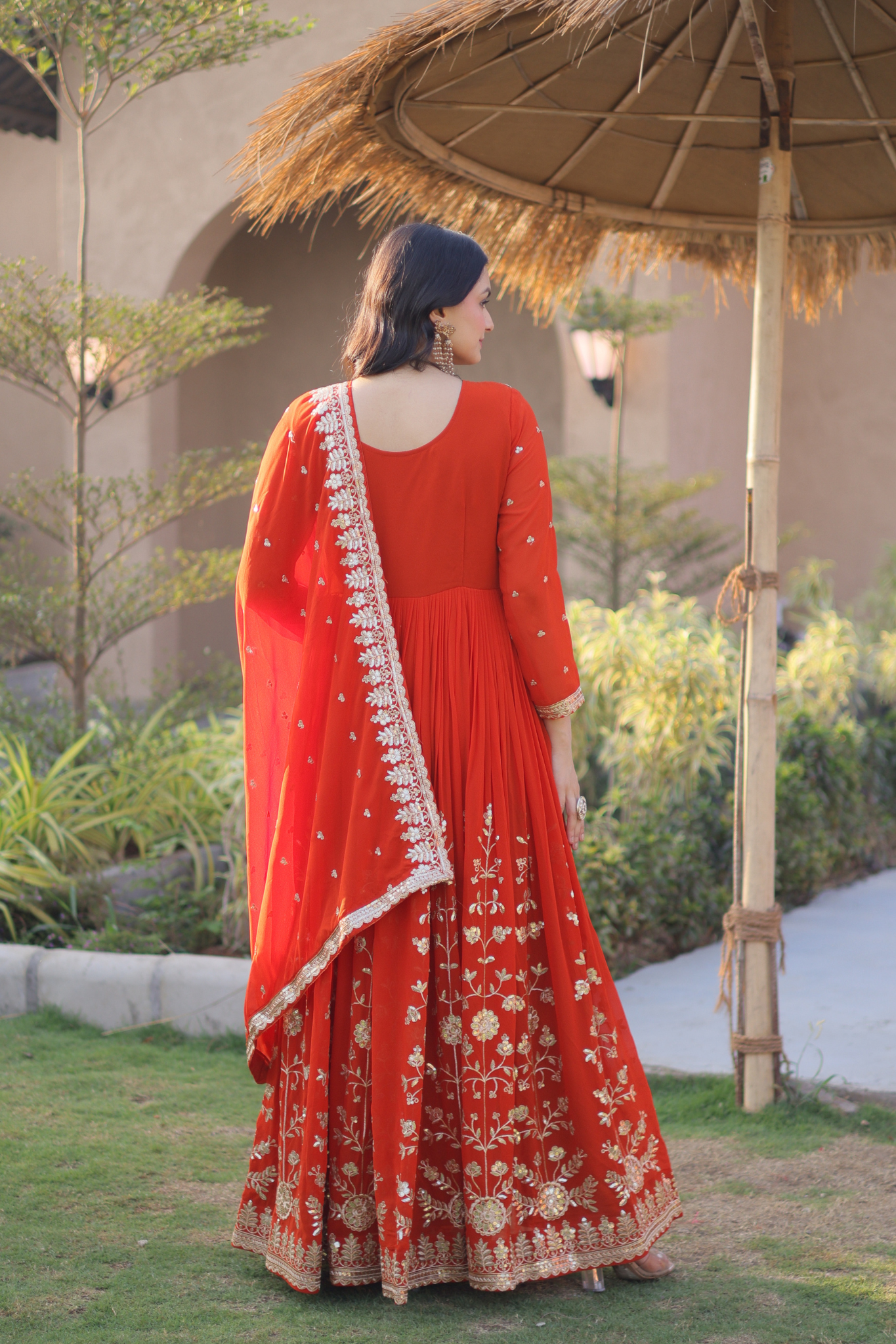 Women's Embroidered Anarkali Gown Set with Dupatta