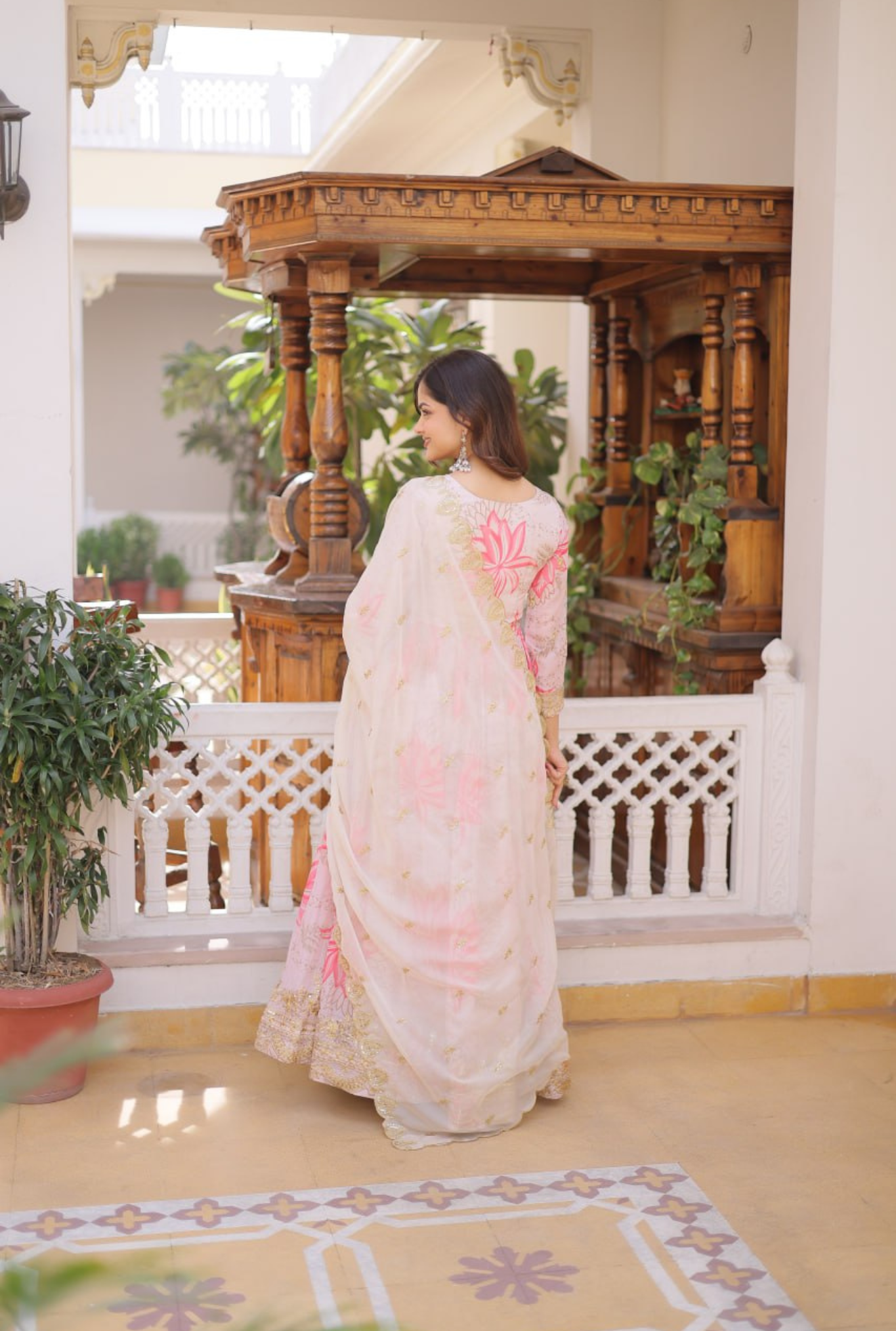 Women Floral Printed Anarkali Gown with Dupatta