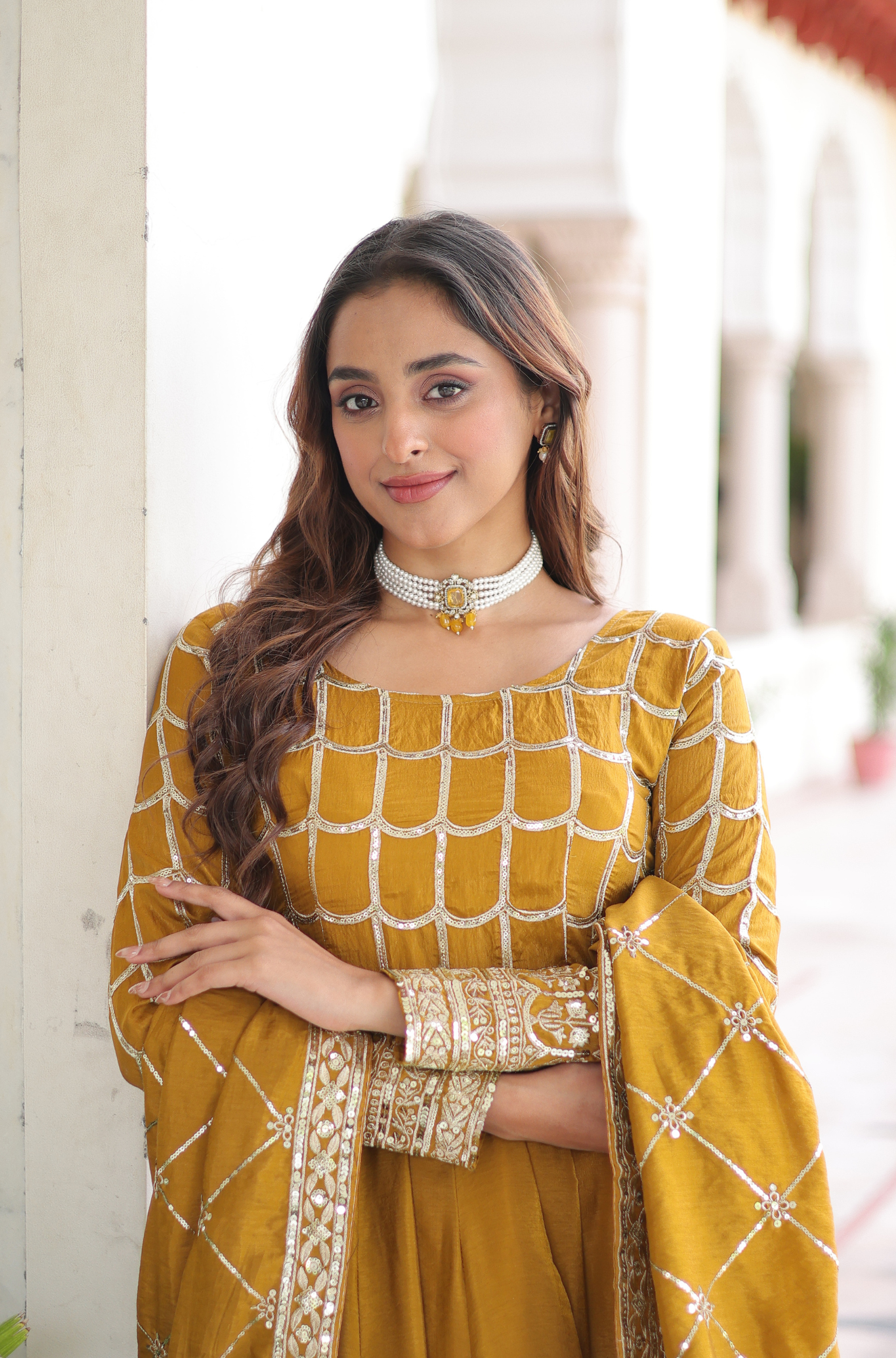 Women's Embroidered Kurta Palazzo Dupatta Set
