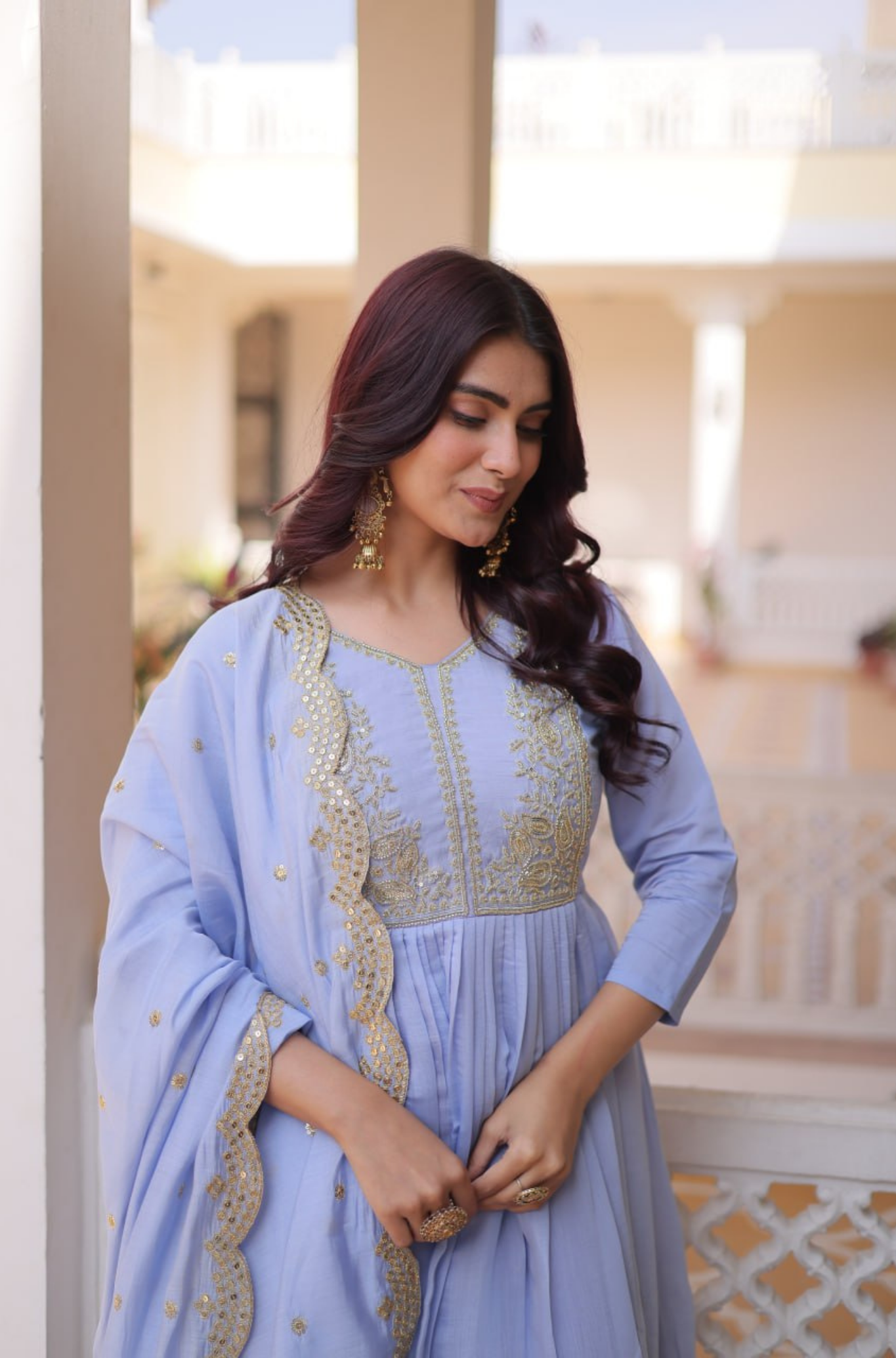 Elegant Embroidered Anarkali Kurta Set for Women with Dupatta & Pant