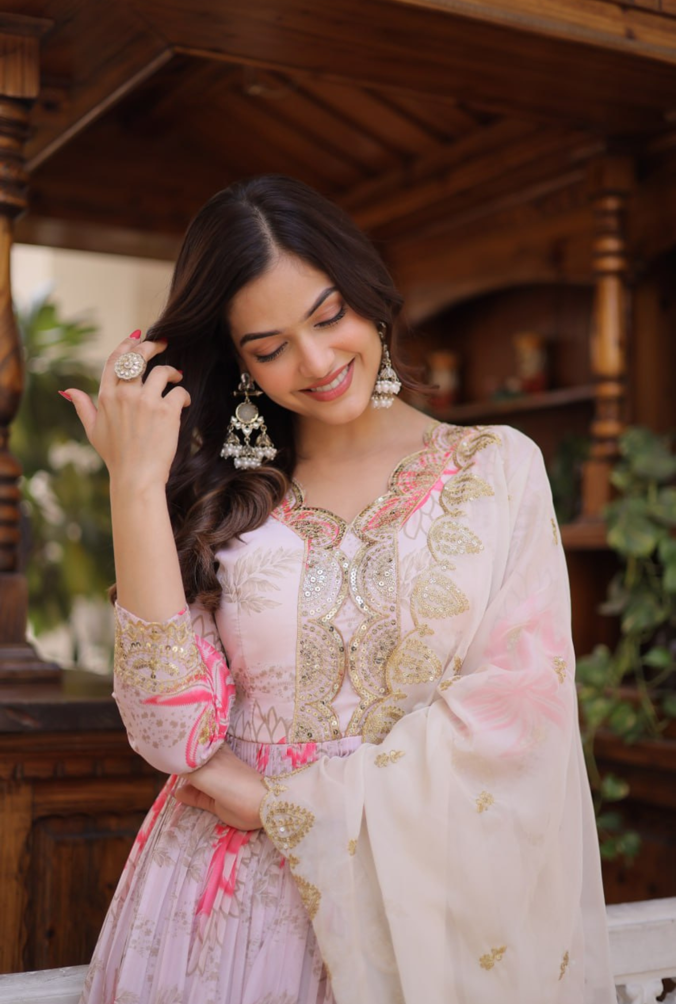 Women Floral Printed Anarkali Gown with Dupatta