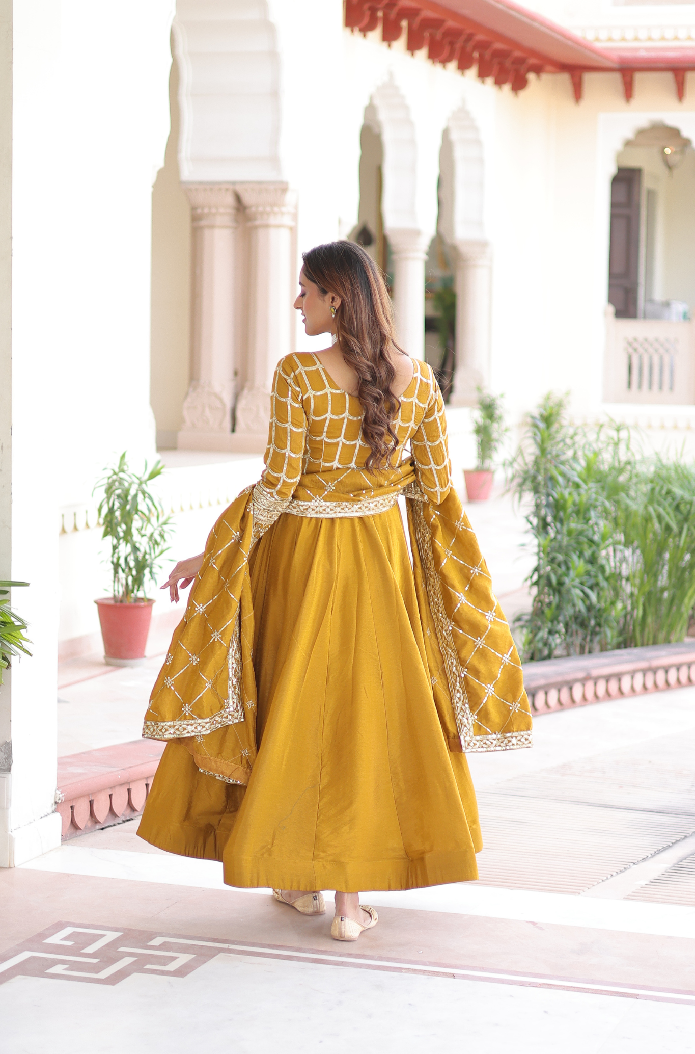 Women's Embroidered Kurta Palazzo Dupatta Set