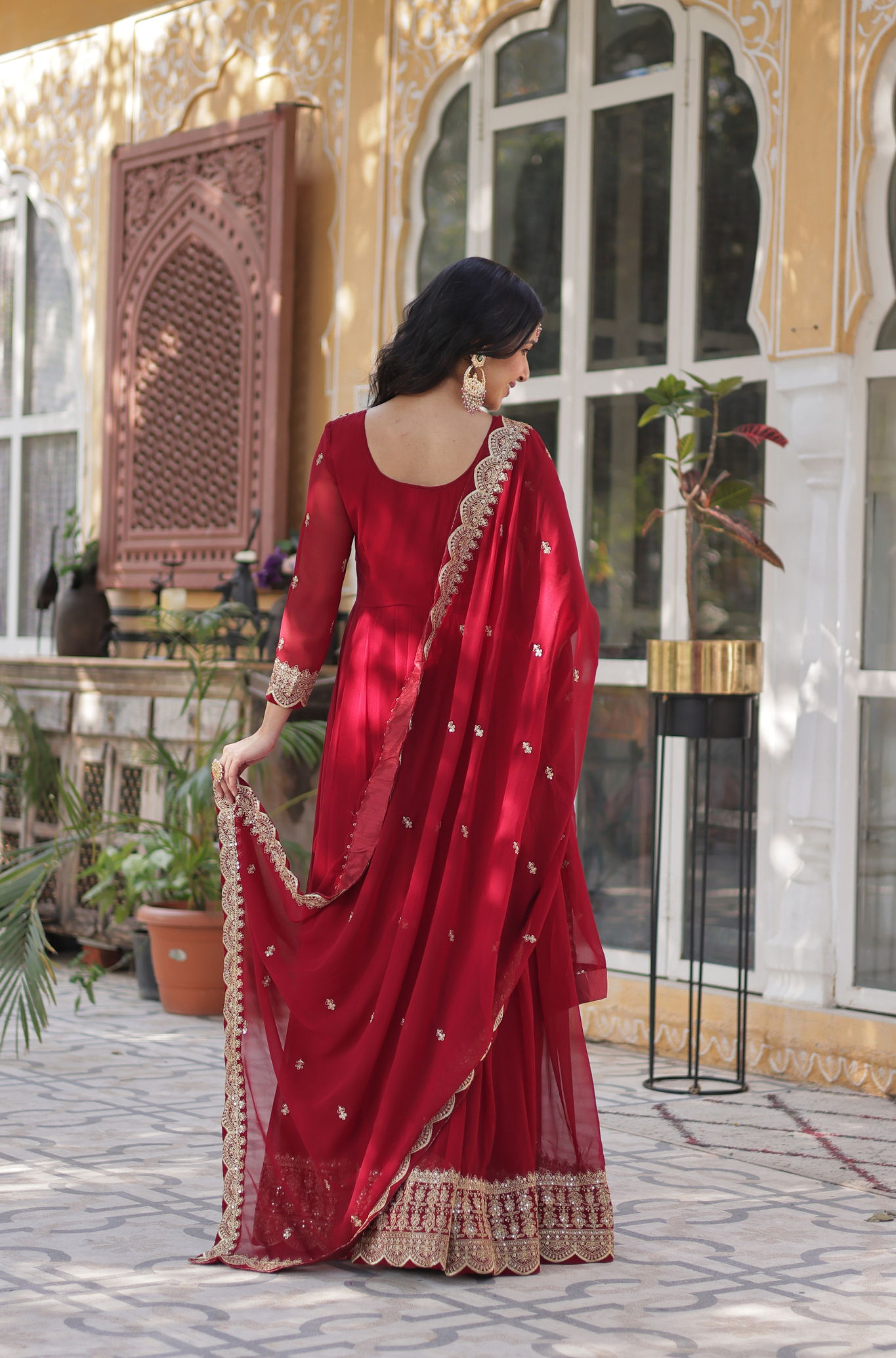 Women’s Embroidered Anarkali Gown Set